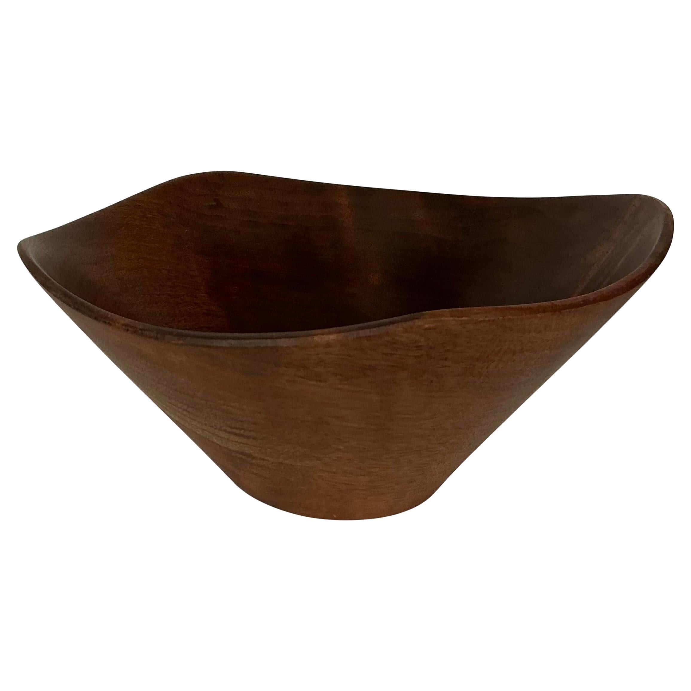 Rude Osolnik Turned Walnut Abstract Asymmetrical Vide-Poche Bowl Signed For Sale