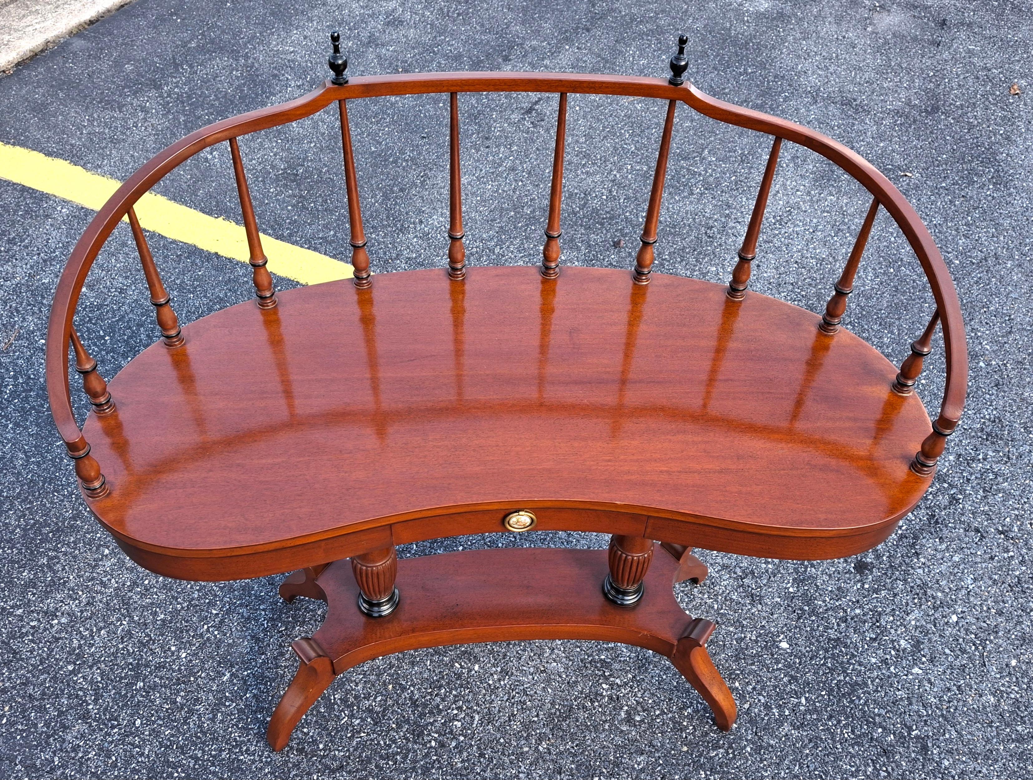 Ruder Brothers New York Duncan Phyfe Style Mahogany Kidney Desk For Sale 3