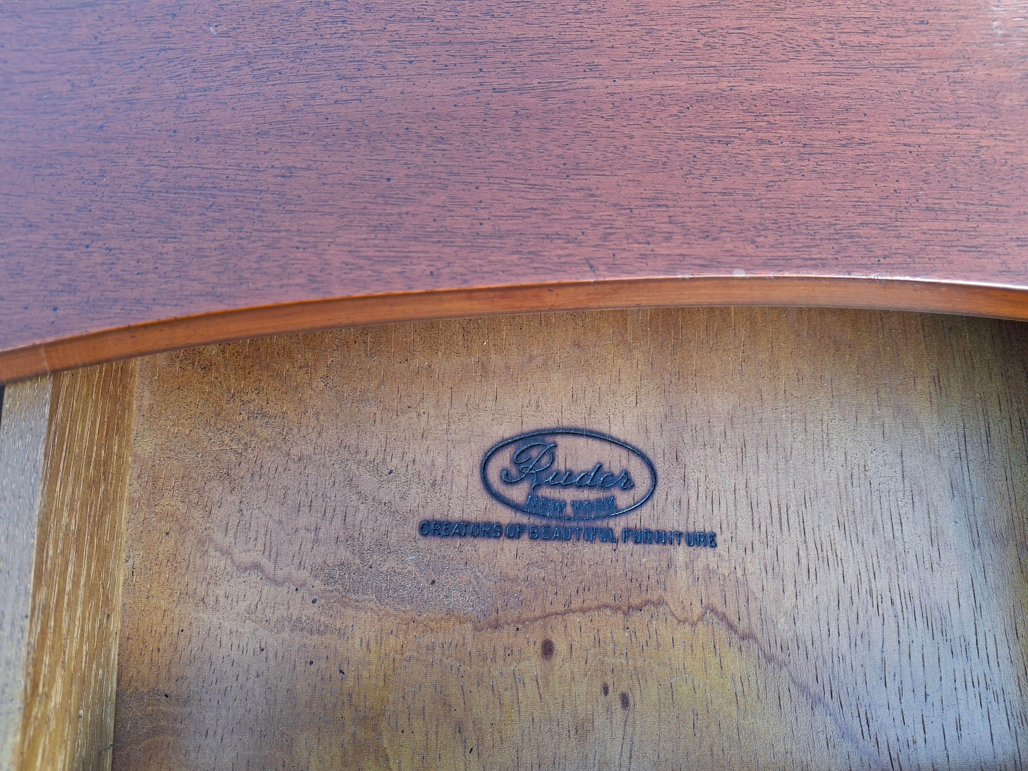 Ruder Brothers New York Duncan Phyfe Style Mahogany Kidney Desk For Sale 4
