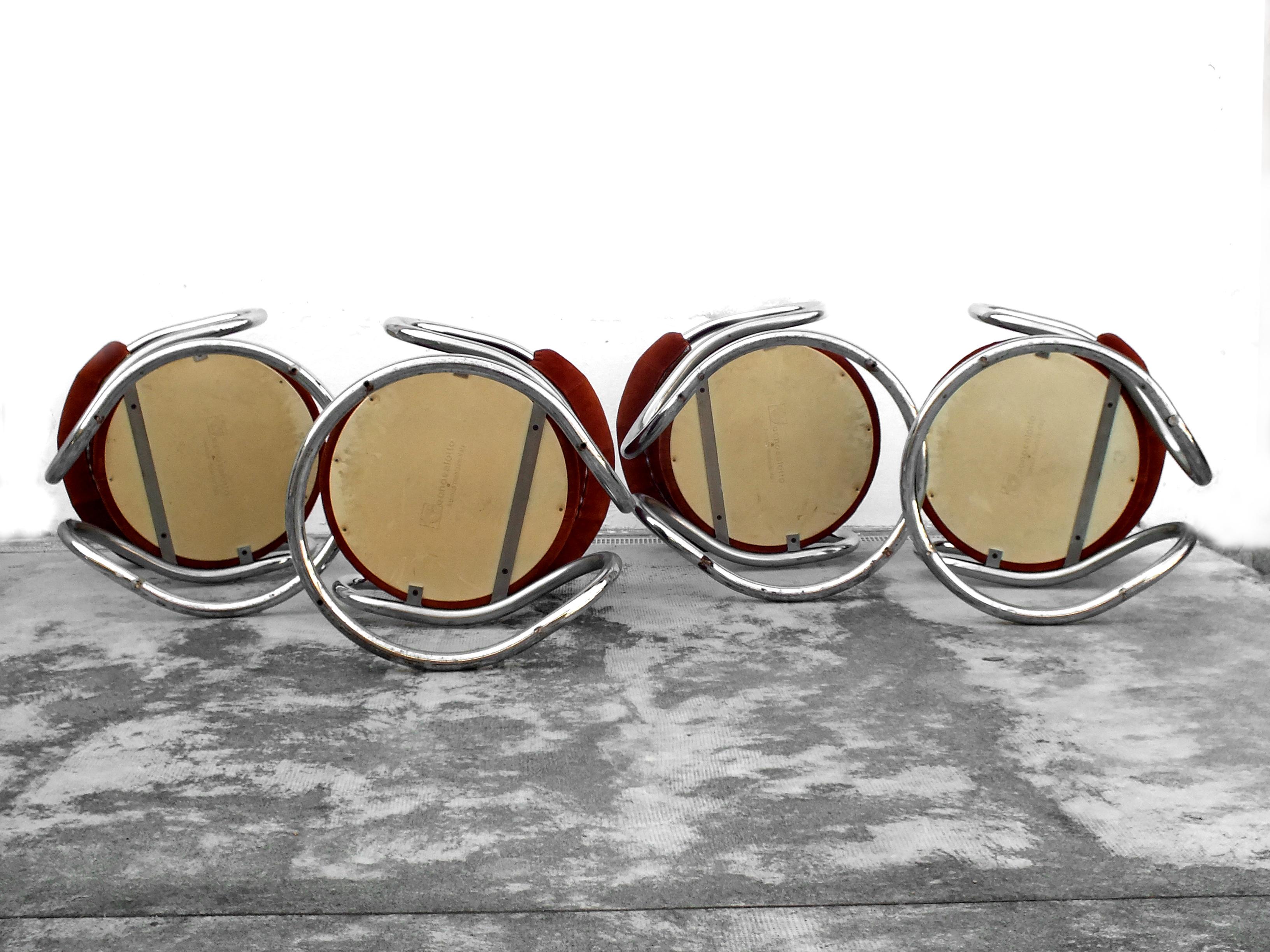 Rudi Bonzanini Design, Tecnosalotto Italy, Italia, Set of 4 armchairs, year '70 For Sale 4