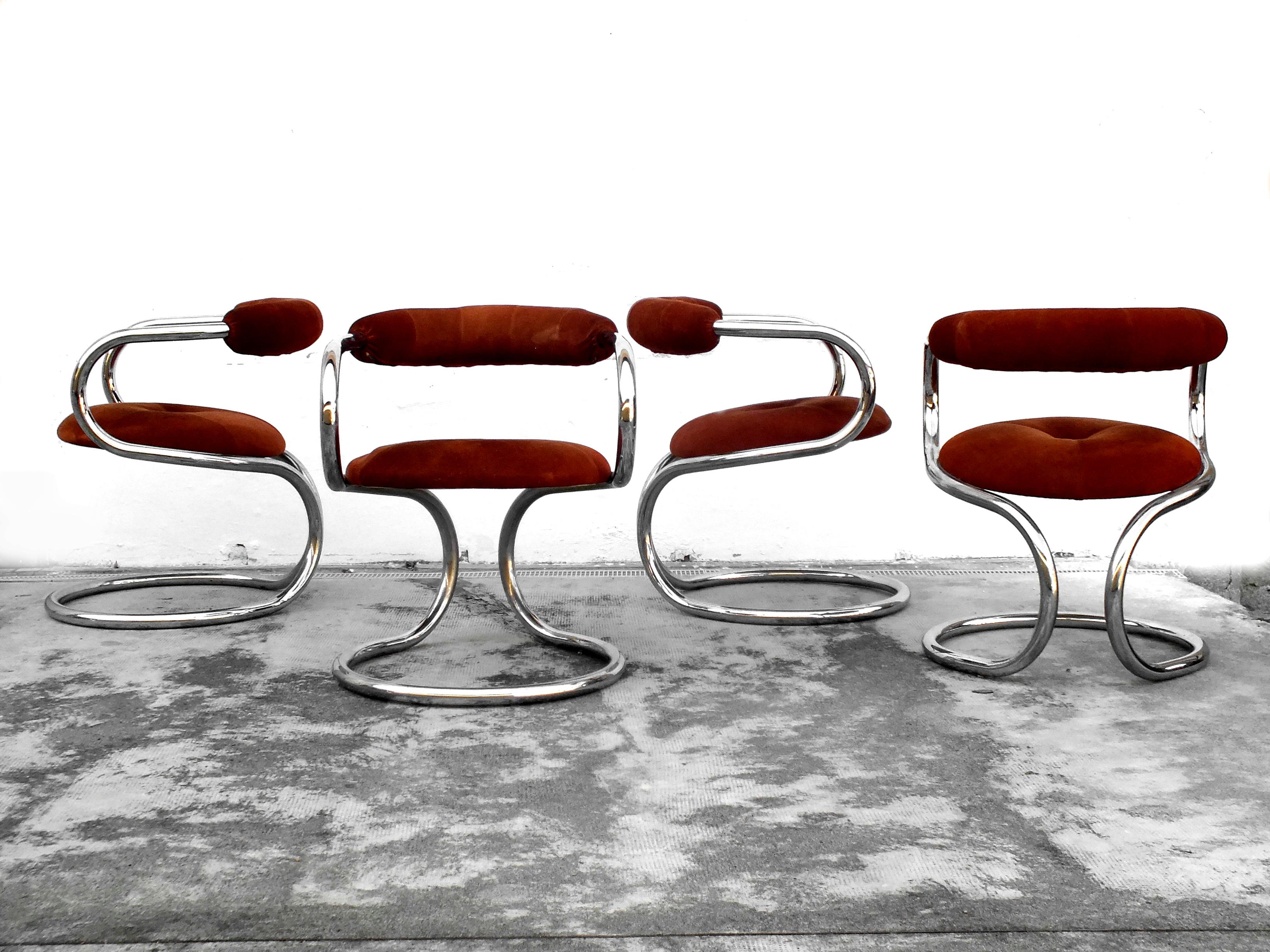 Rudi Bonzanini Design, Tecnosalotto Italy, Italia, Set of 4 armchairs, year '70 For Sale 5