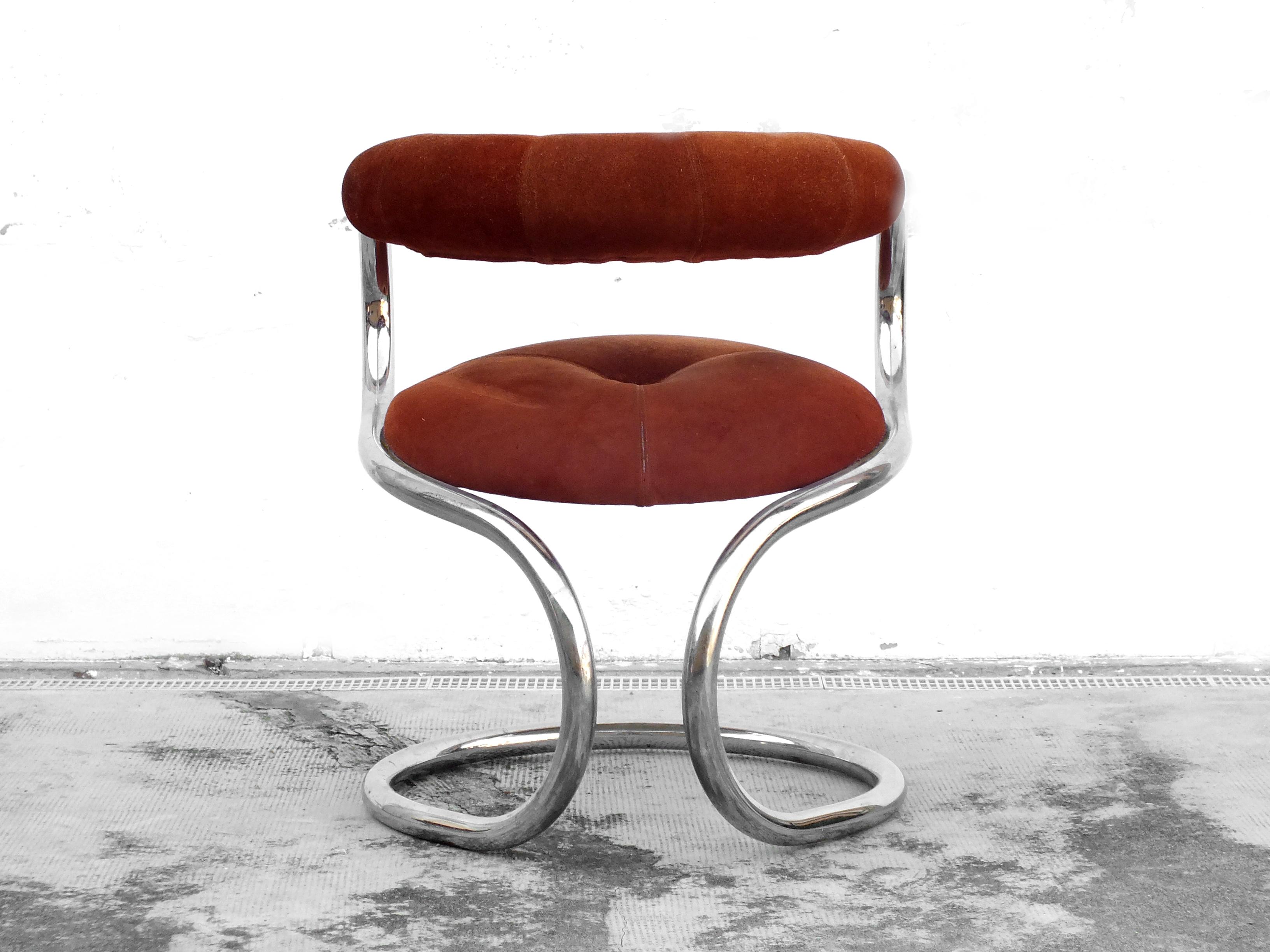 Metal Rudi Bonzanini Design, Tecnosalotto Italy, Italia, Set of 4 armchairs, year '70 For Sale