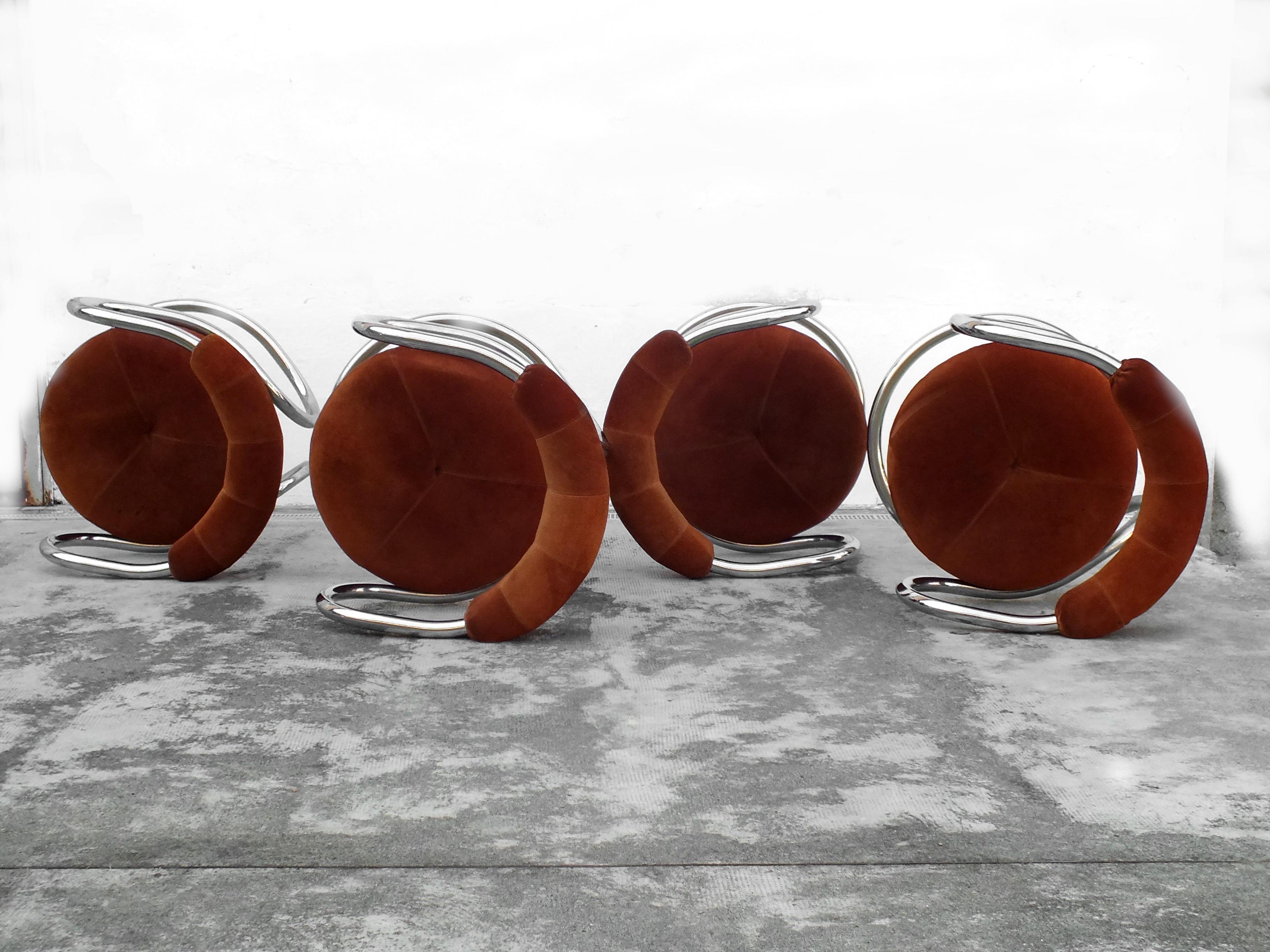 Rudi Bonzanini Design, Tecnosalotto Italy, Italia, Set of 4 armchairs, year '70 For Sale 2