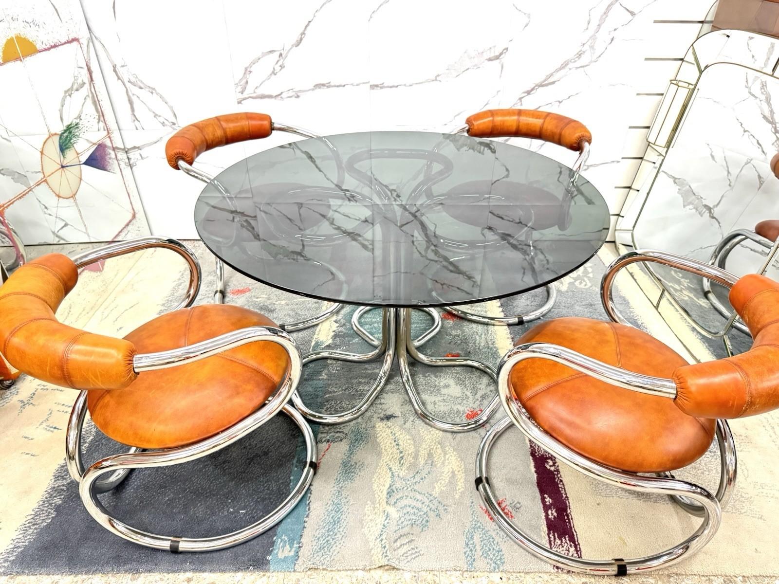 Rudi Bonzanini Tecnosalotto Tisch Set 4 Sessel Design 70er Jahre Modernismus (Space Age) im Angebot
