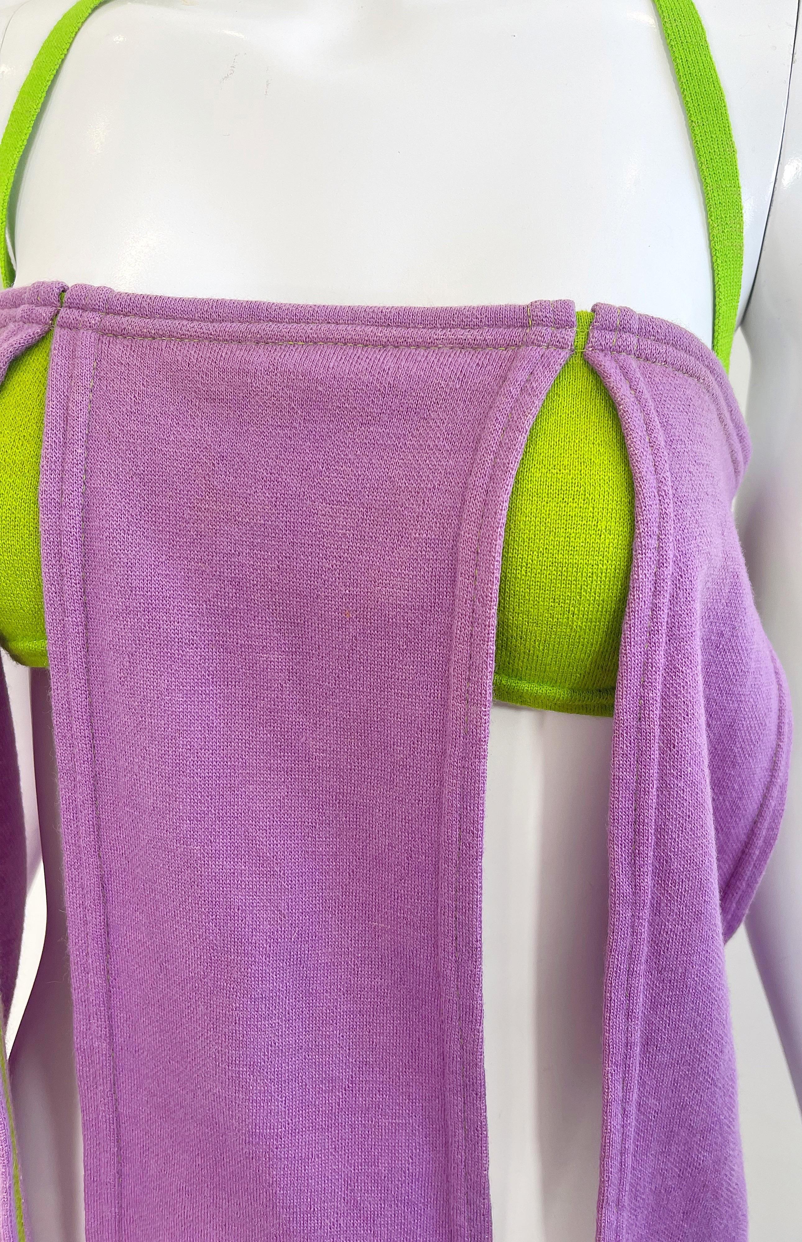 Traje de baño bikini Rudi Gernreich A/W 1968 Carwash Hem Vintage 60s Lana morada en venta 13