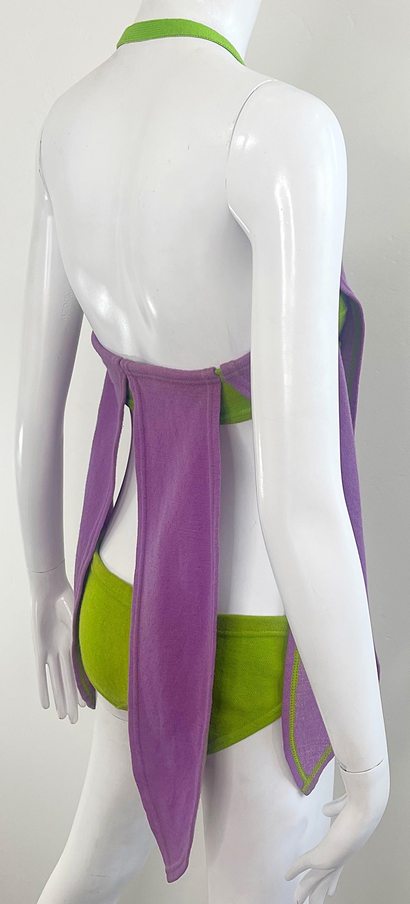 Traje de baño bikini Rudi Gernreich A/W 1968 Carwash Hem Vintage 60s Lana morada en venta 1