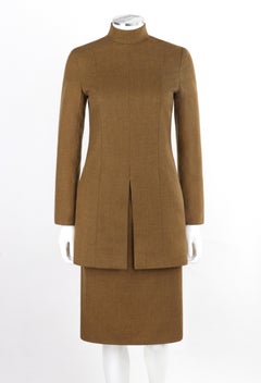 Rudi Gernreich, anni '60 circa, completo sartoriale di lana marrone con giacca e gonna a collo alto