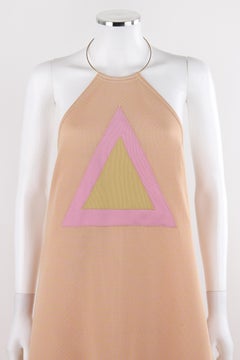 RUDI GERNREICH c.1970 Pink Yellow Triangle Knit Choker Necklace Halter Top Dress
