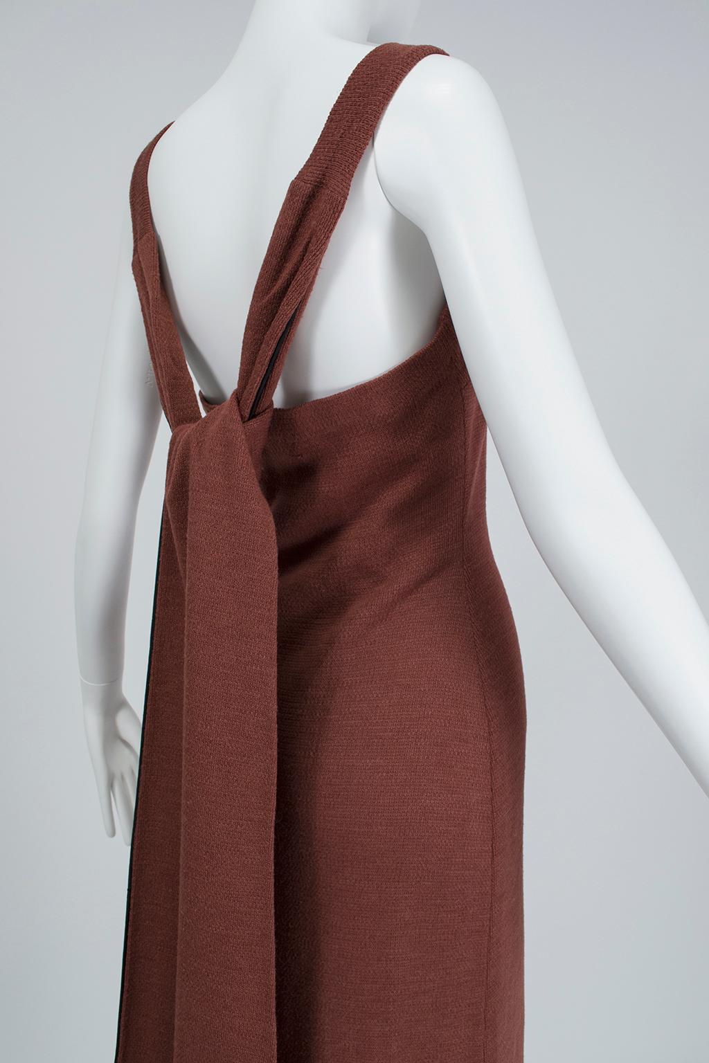Rudi Gernreich Chestnut Knit Halter Tube Dress with 4’ Sashes - size M, 1960s 2