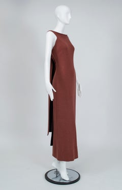 Rudi Gernreich Chestnut Knit Halter Tube Dress with 4’ Sashes - size M, 1960s