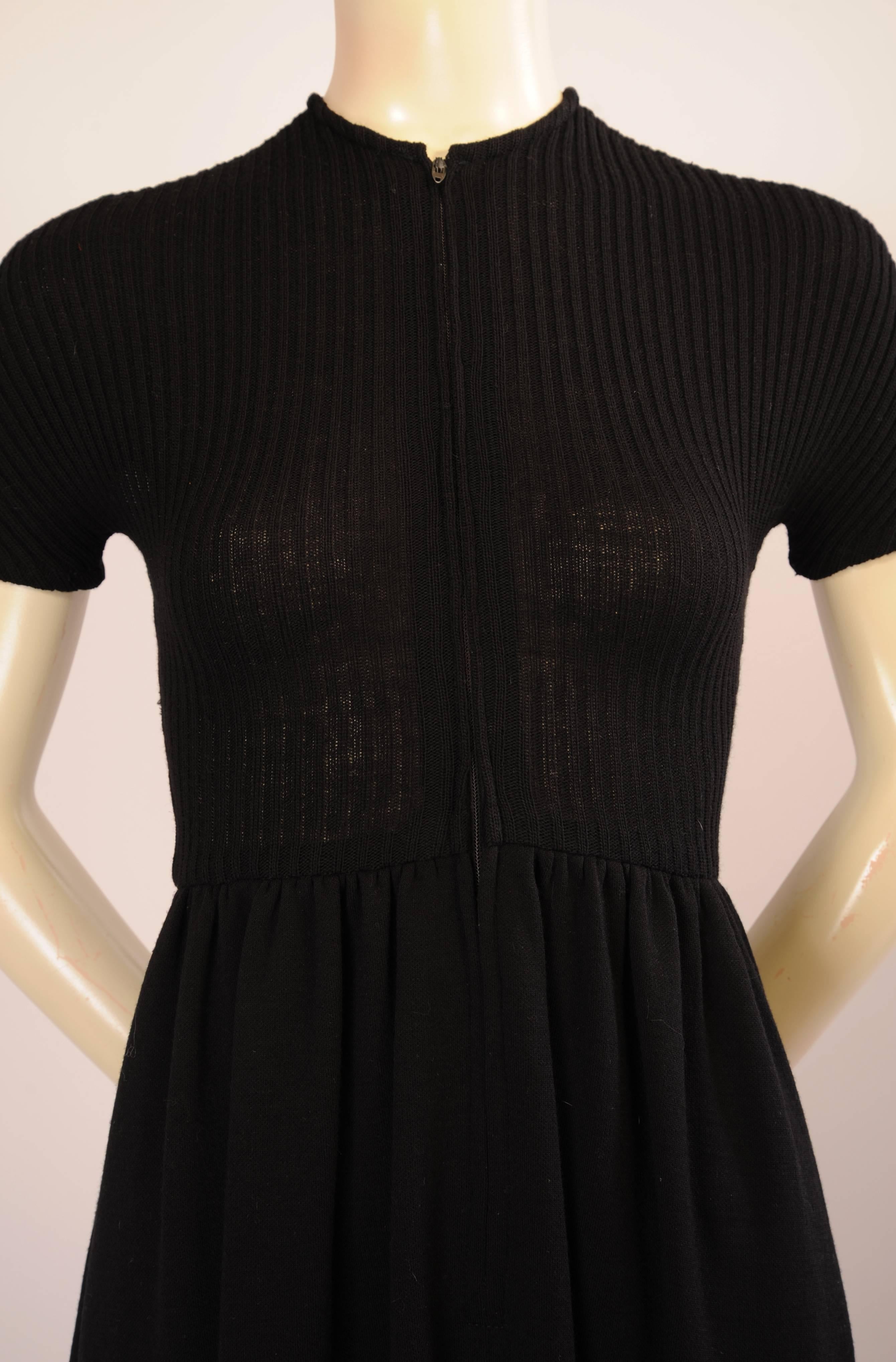 Rudi Gernreich Harmon Knitwear Black Wool Knit Dress with Sheer Black Silk Back In Excellent Condition In New Hope, PA