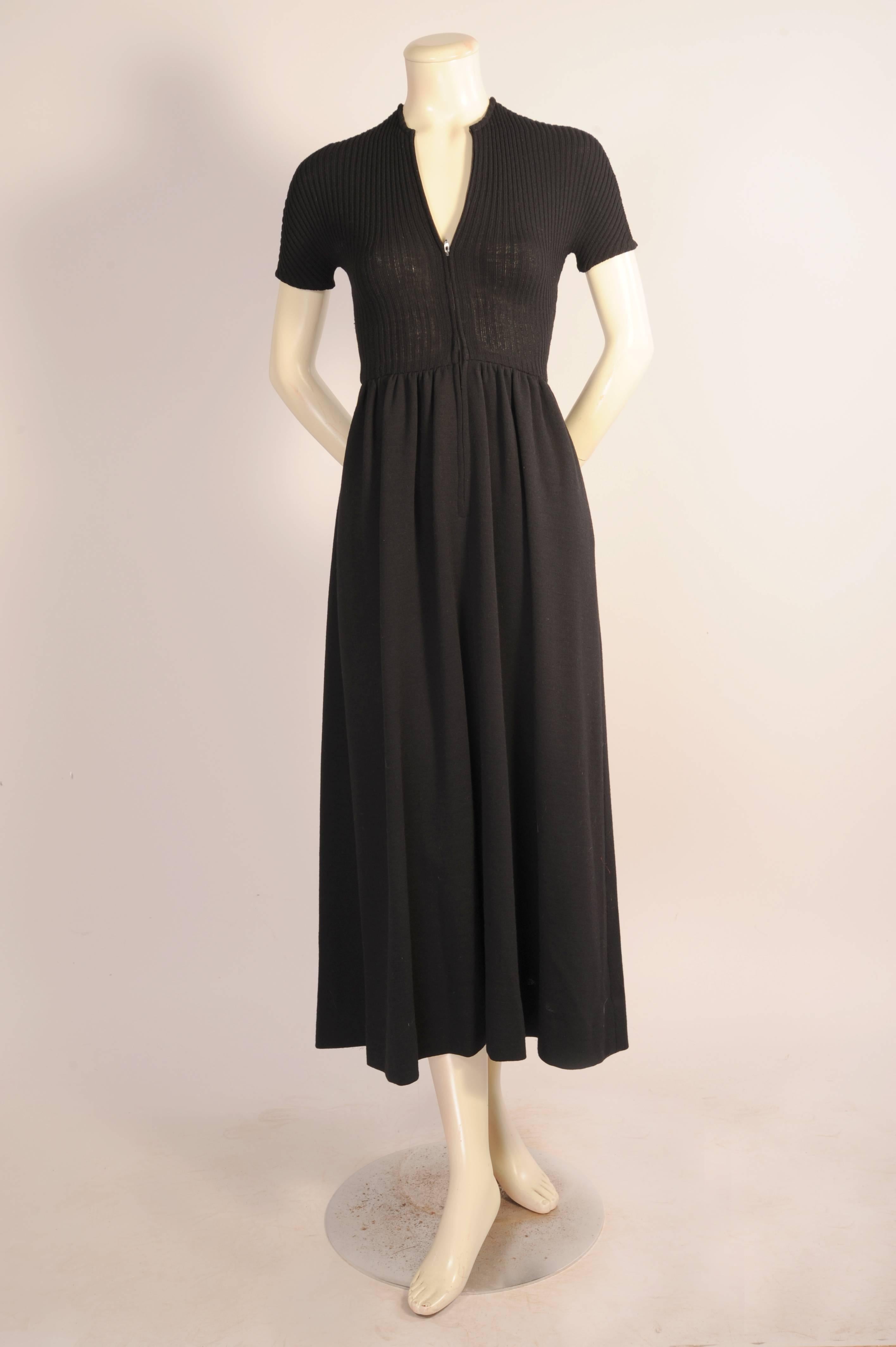 Women's Rudi Gernreich Harmon Knitwear Black Wool Knit Dress with Sheer Black Silk Back