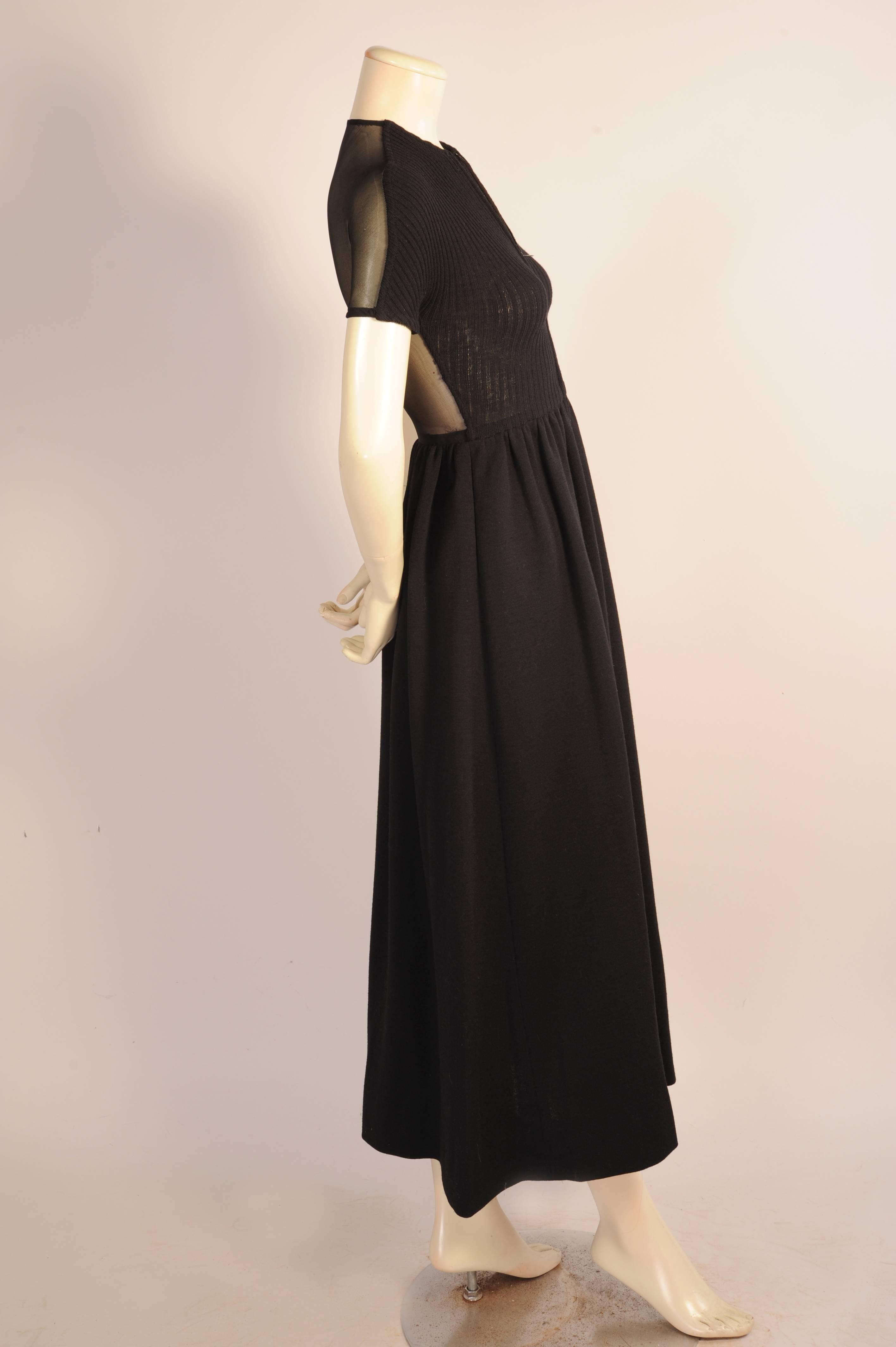 Rudi Gernreich Harmon Knitwear Black Wool Knit Dress with Sheer Black Silk Back 1