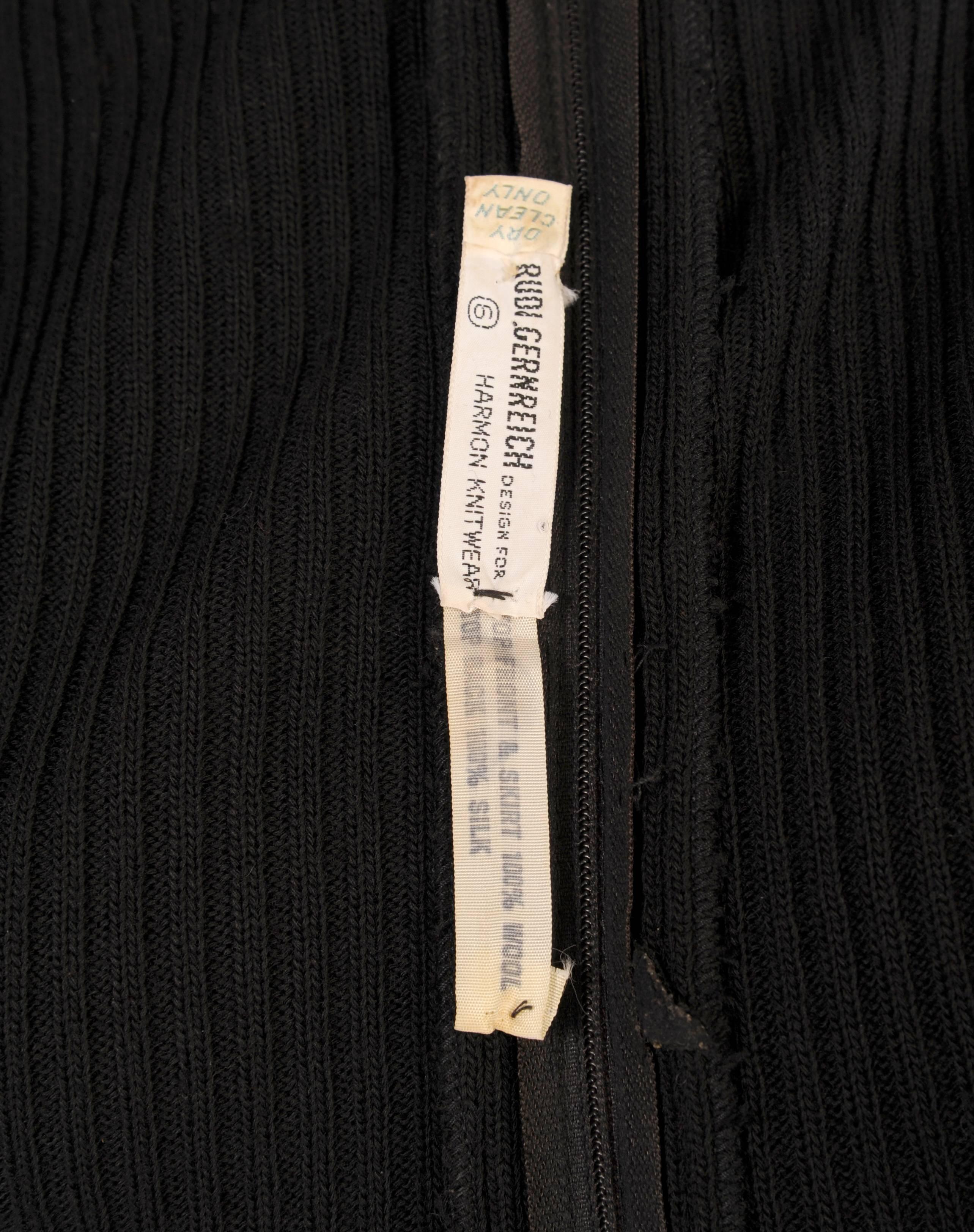 Rudi Gernreich Harmon Knitwear Black Wool Knit Dress with Sheer Black Silk Back 2