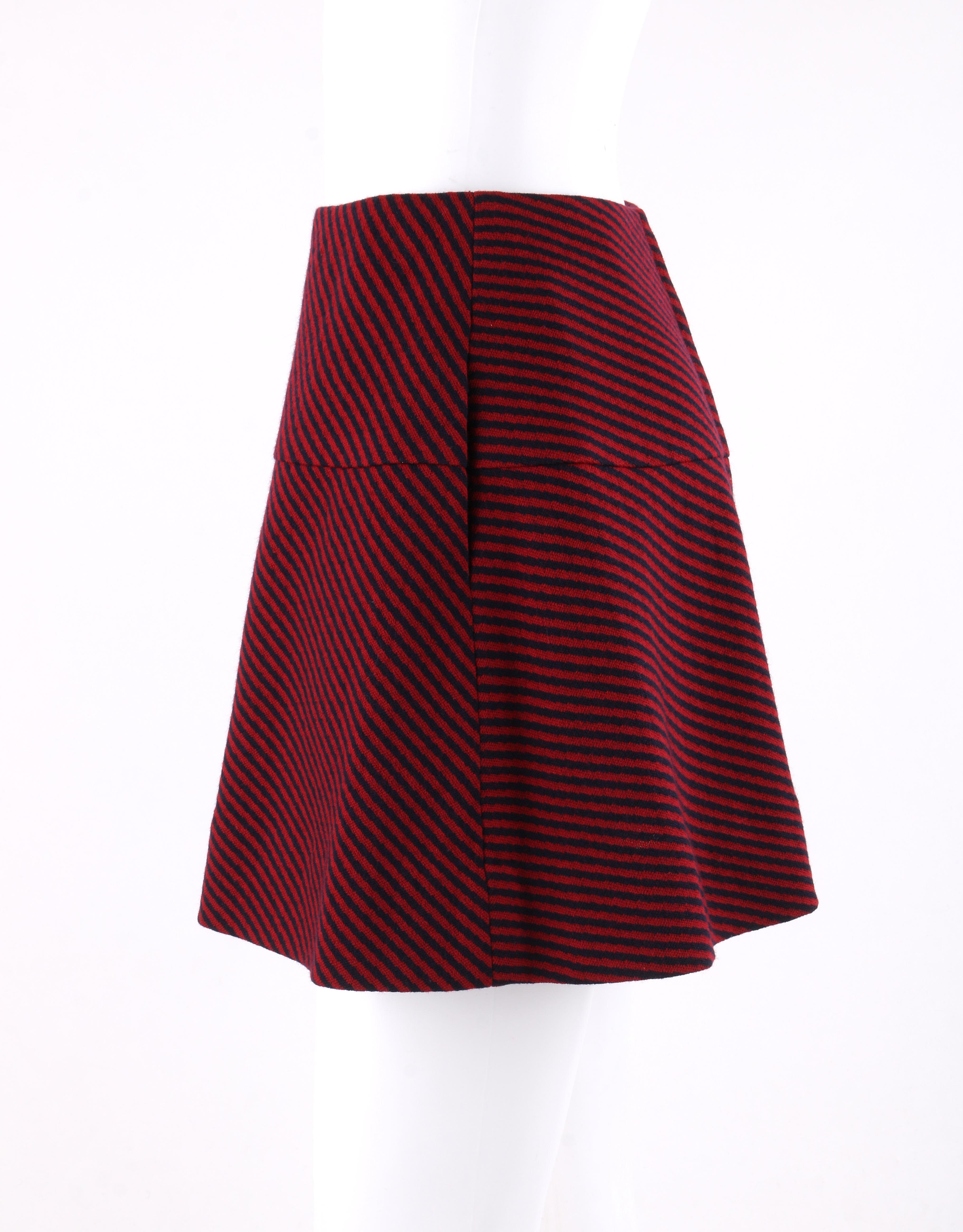RUDI GERNREICH Harmon Knitwear c.1960's 2pc Raised Knit Stripe Sweater Skirt Set For Sale 2