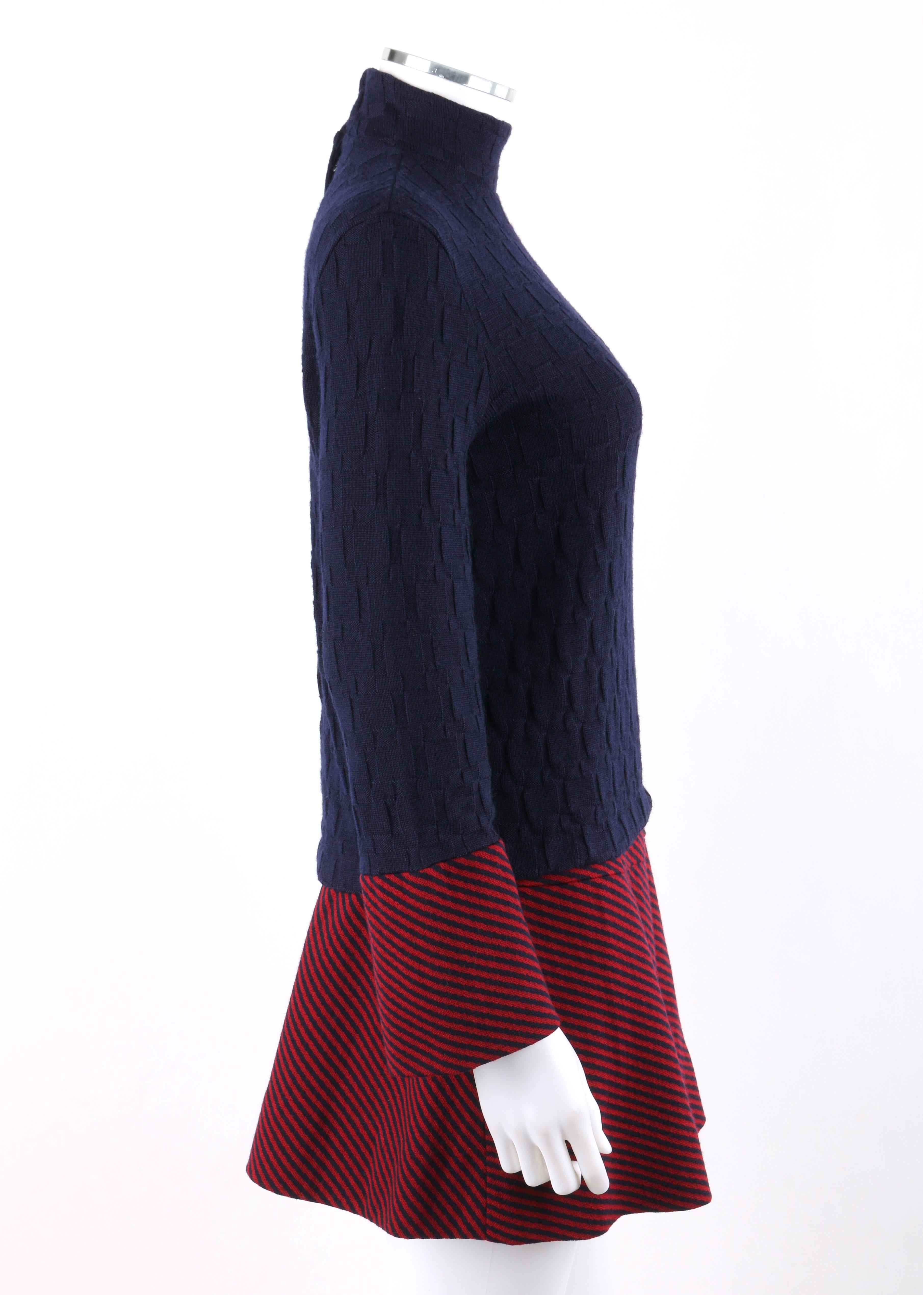 Ensemble 2 pièces - RUDI GERNREICH Harmon Knitwear - Ensemble jupe-pull à rayures et pull en tricot surélevé - années 1960 Bon état - En vente à Thiensville, WI