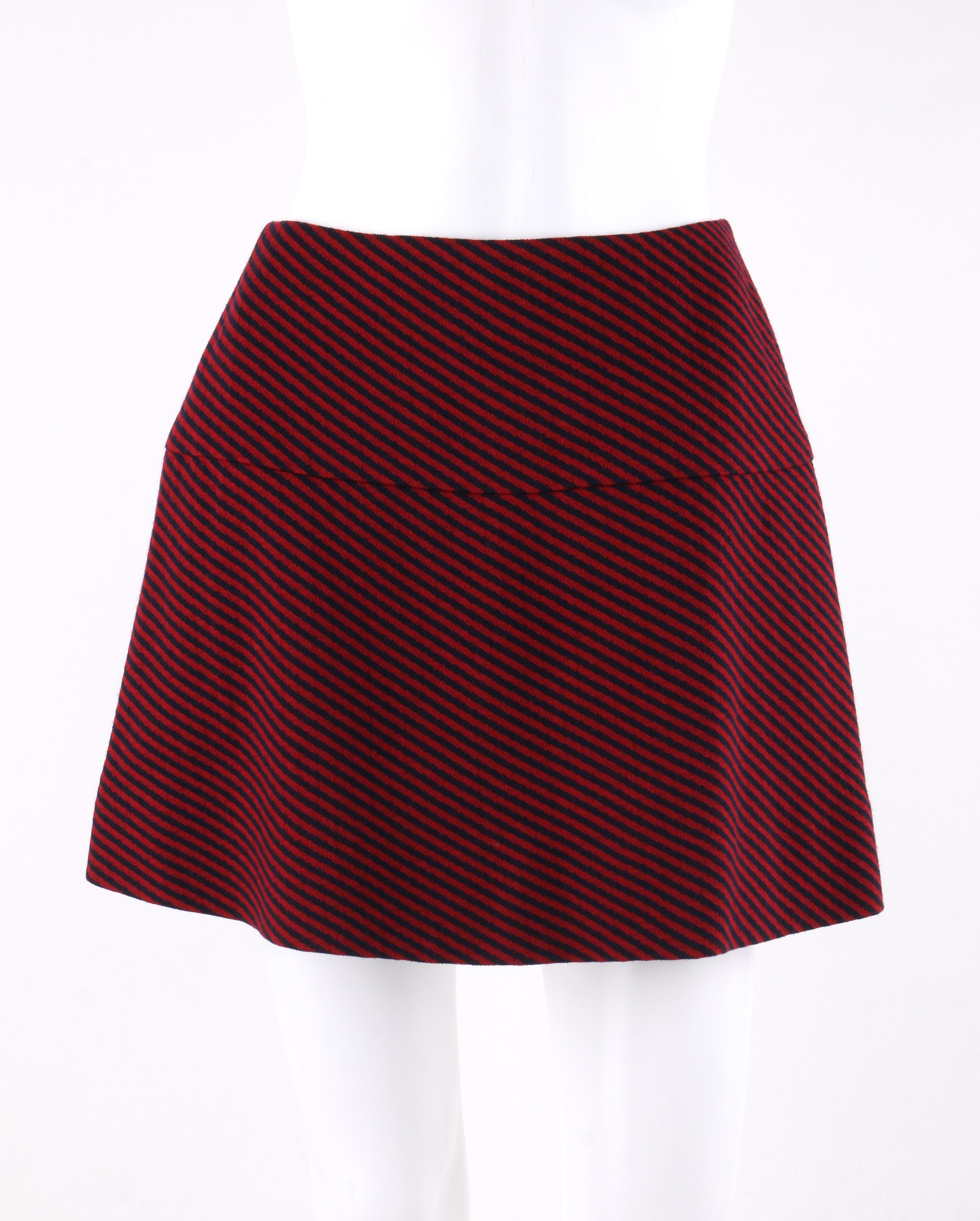 RUDI GERNREICH Harmon Knitwear c.1960's 2pc Raised Knit Stripe Sweater Skirt Set In Good Condition For Sale In Thiensville, WI