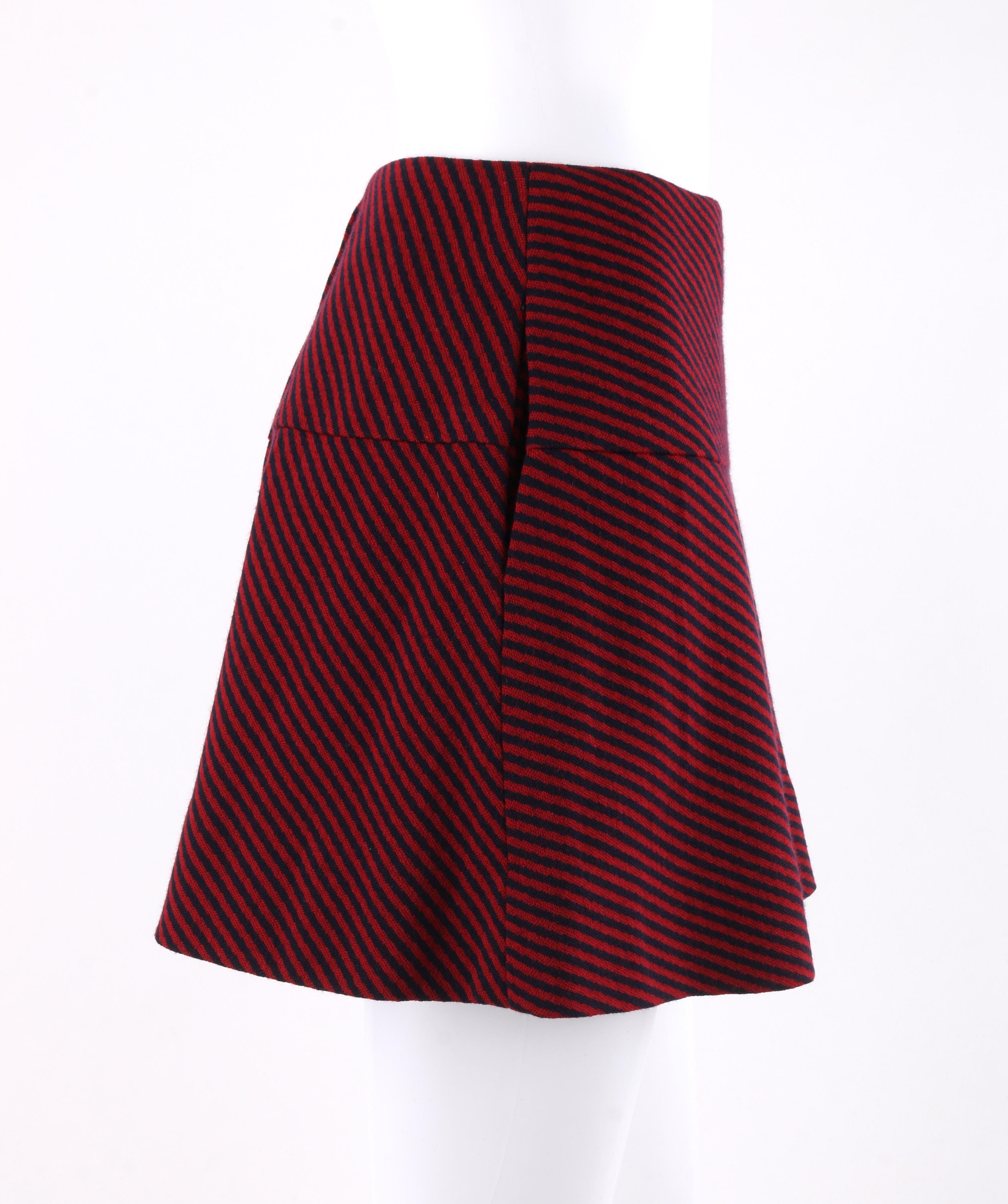 Women's RUDI GERNREICH Harmon Knitwear c.1960's 2pc Raised Knit Stripe Sweater Skirt Set For Sale