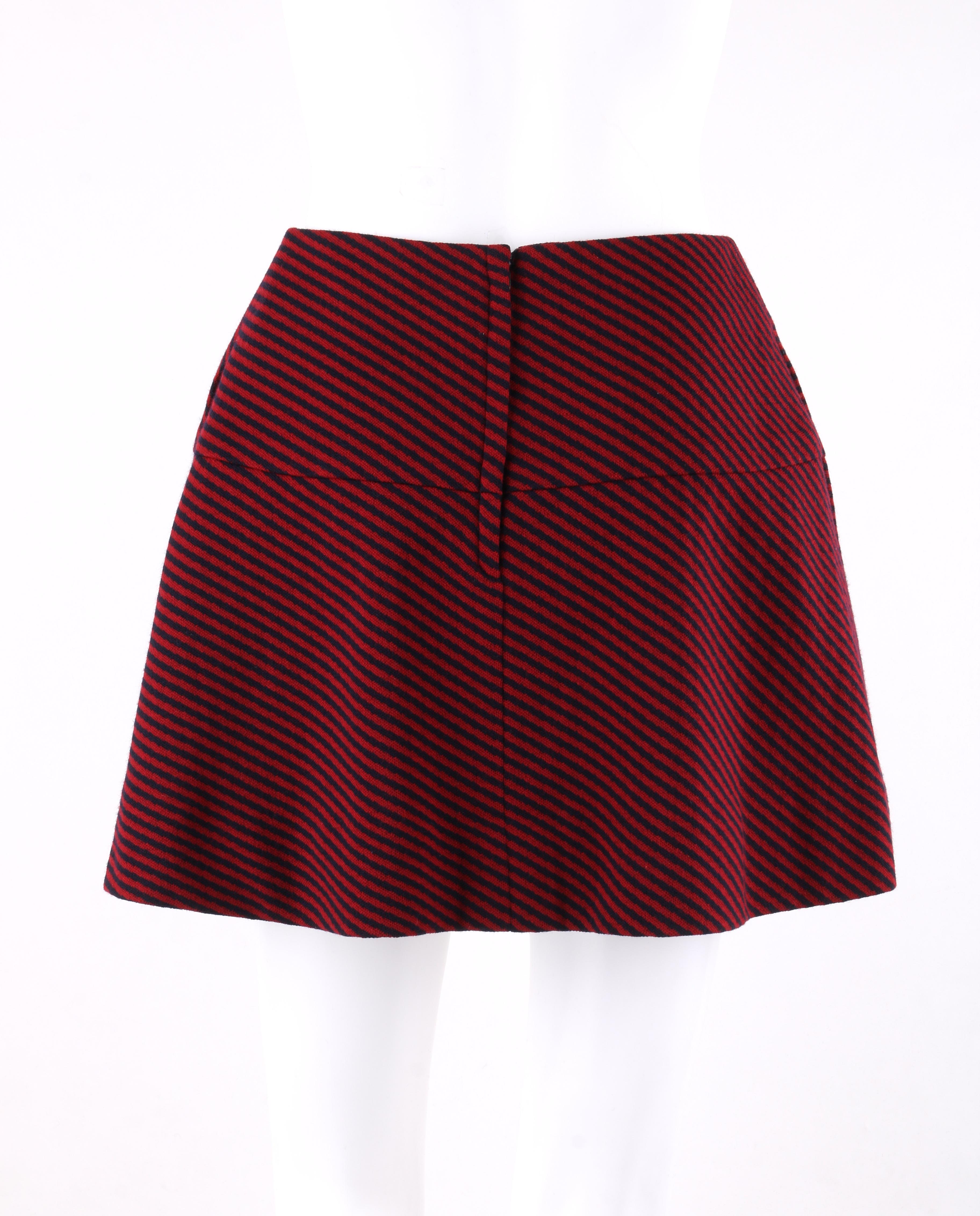 RUDI GERNREICH Harmon Knitwear c.1960's 2pc Raised Knit Stripe Sweater Skirt Set For Sale 1