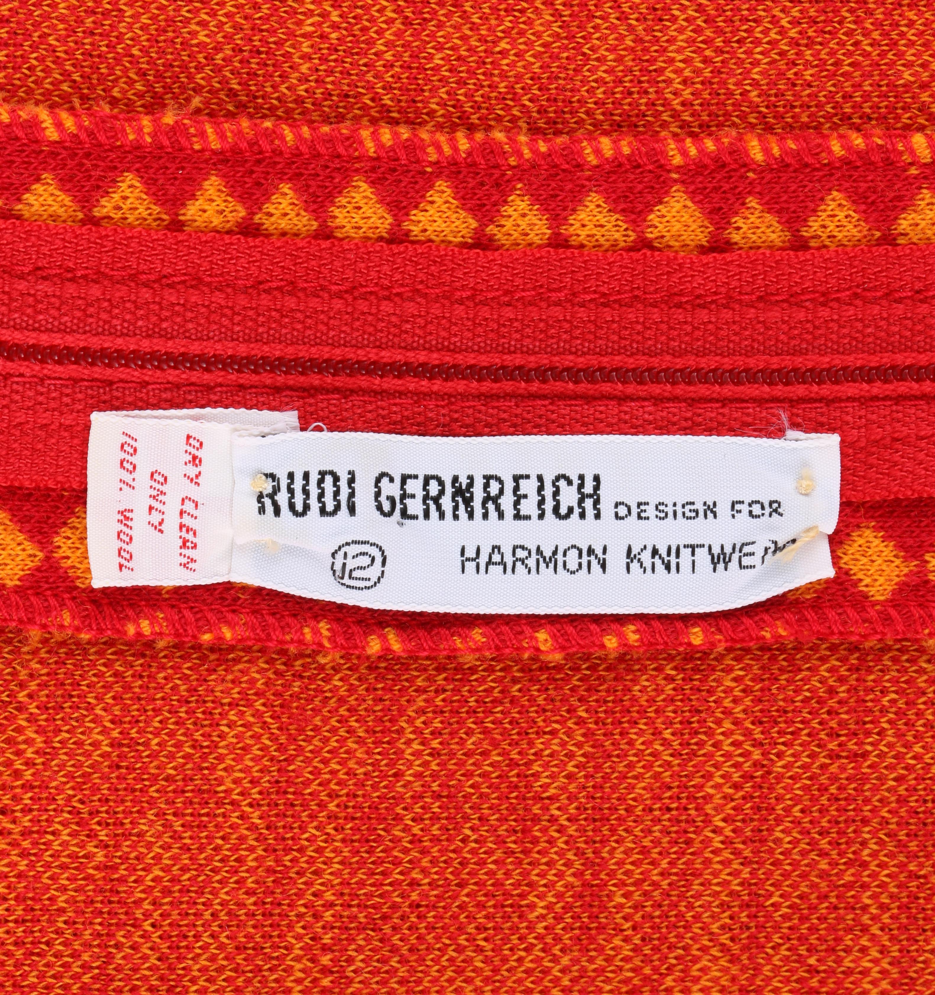 RUDI GERNREICH Harmon Knitwear c.1960’s Floral Knit Long Sleeve Maxi Dress 1