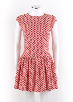 RUDI GERNREICH Harmon Knitwear c.1960’s Red White Geometric Op Art Knit Dress