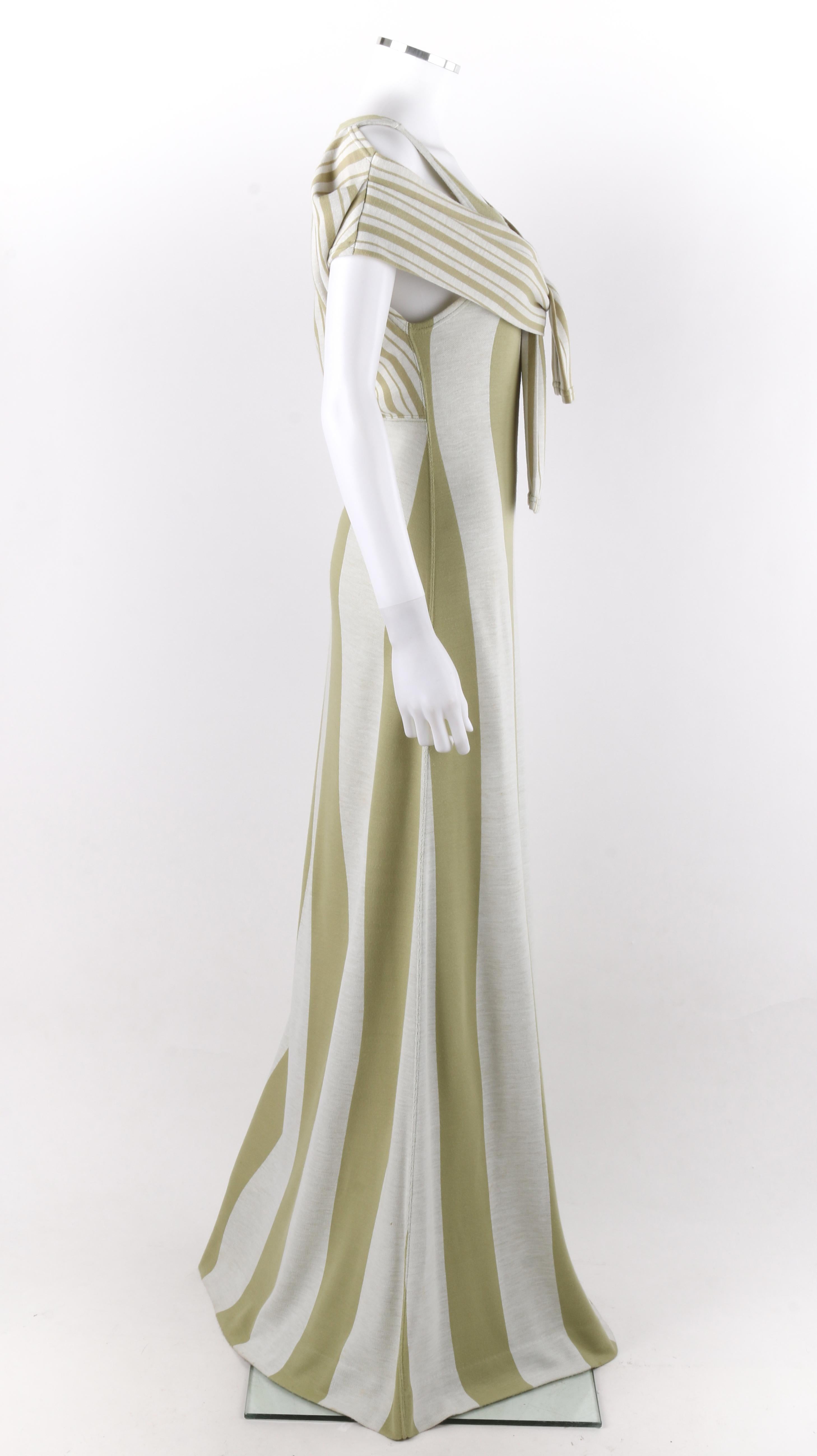 Beige RUDI GERNREICH Harmon Knitwear c.1960’s Striped Trompe l' Oeil Wool Dress Shawl For Sale