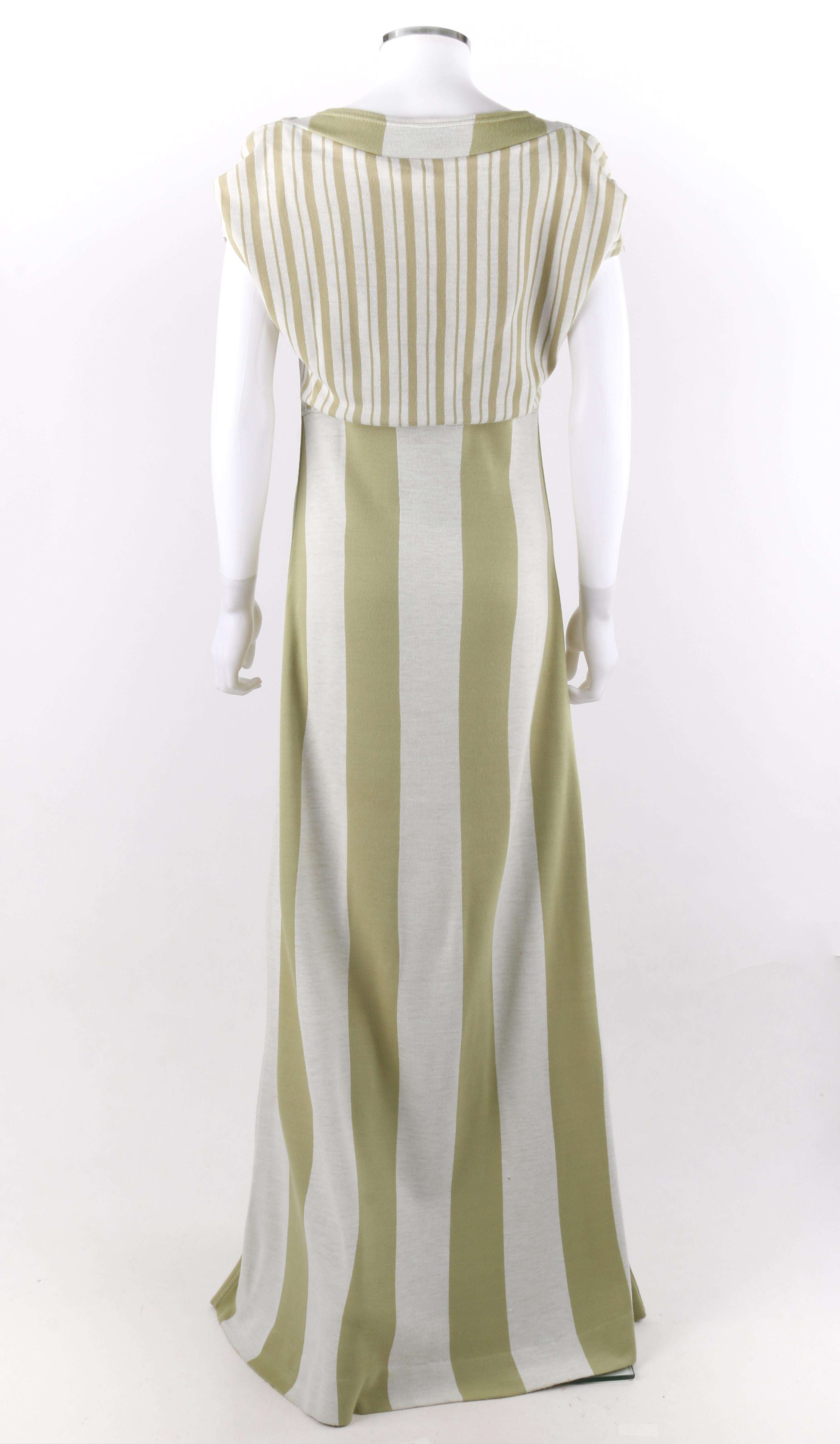 RUDI GERNREICH Harmon Knitwear c.1960’s Striped Trompe l' Oeil Wool Dress Shawl In Good Condition For Sale In Thiensville, WI