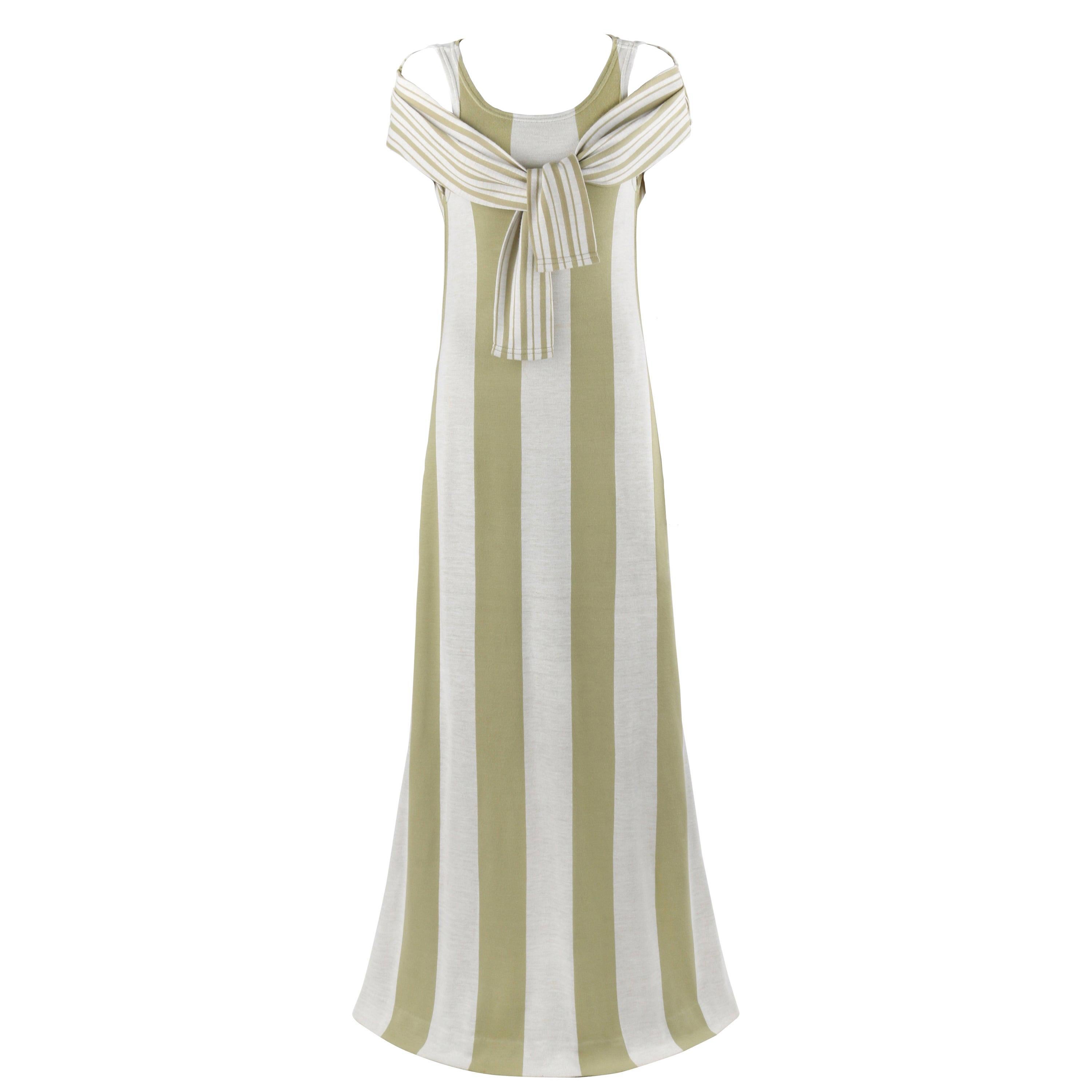 RUDI GERNREICH Harmon Knitwear c.1960’s Striped Trompe l' Oeil Wool Dress Shawl For Sale