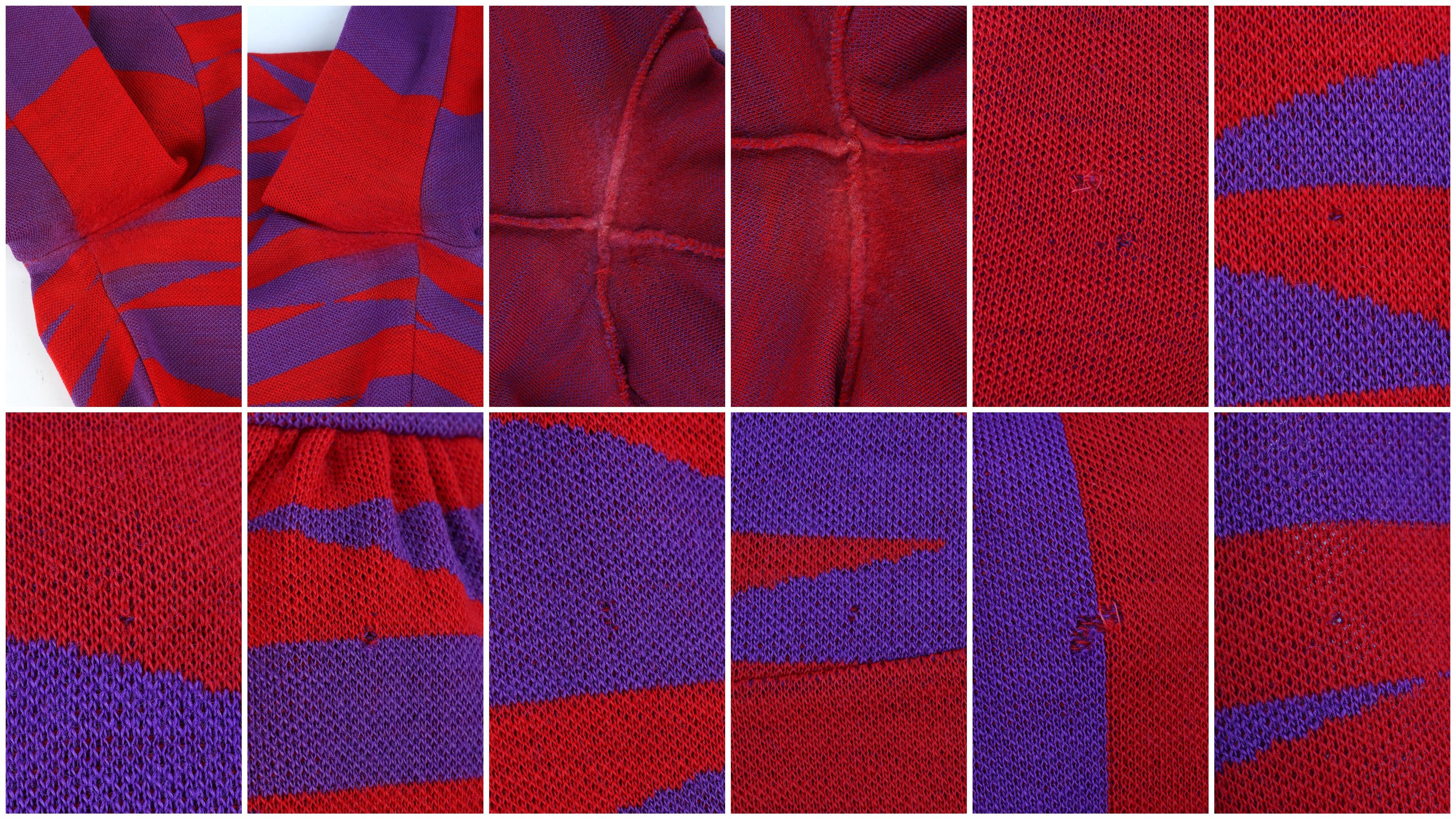 RUDI GERNREICH Harmon Knitwear c.1971 Purple Red Mod Op Art Wool Knit Day Dress For Sale 8