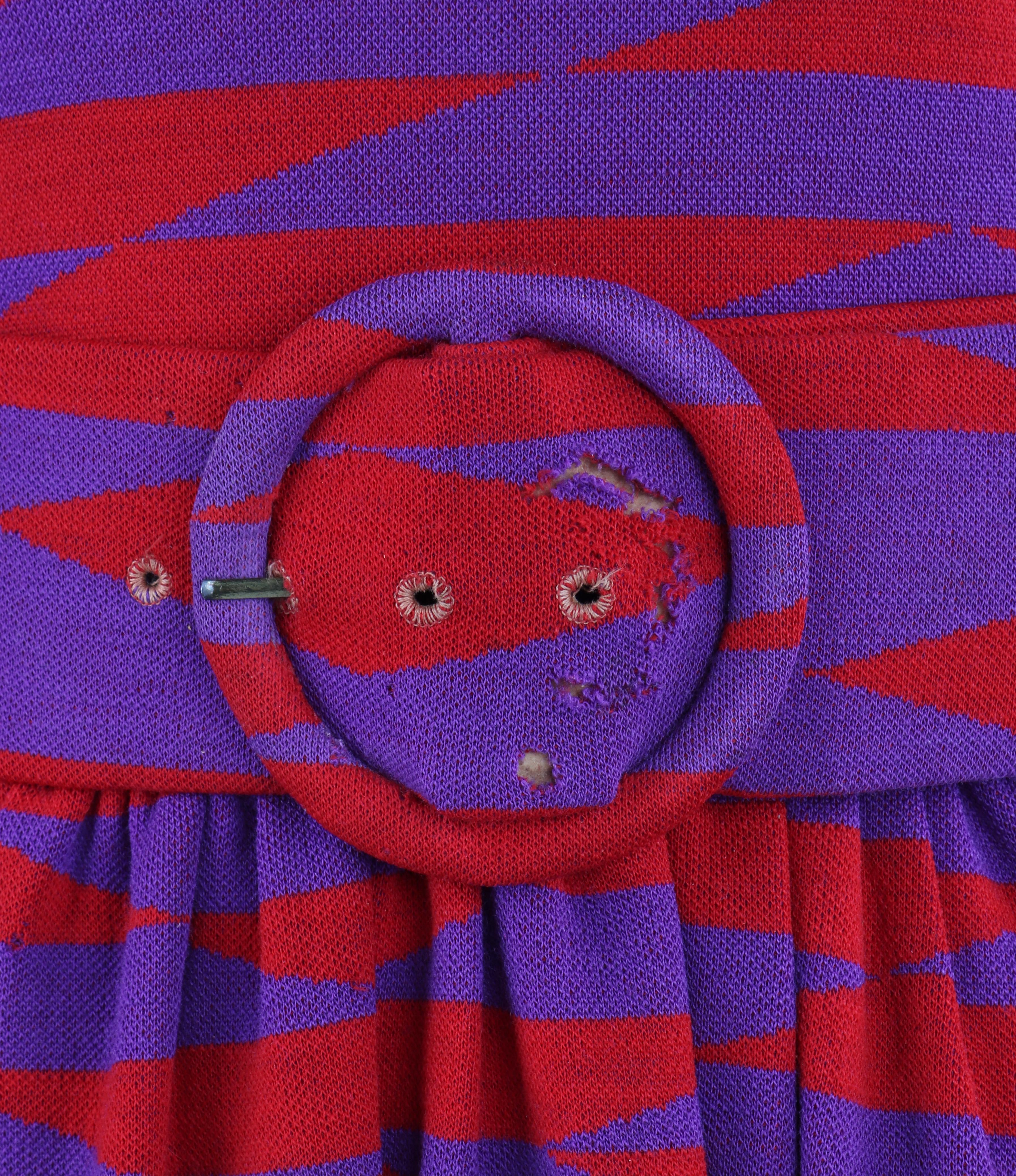 RUDI GERNREICH Harmon Knitwear c.1971 Purple Red Mod Op Art Wool Knit Day Dress For Sale 4