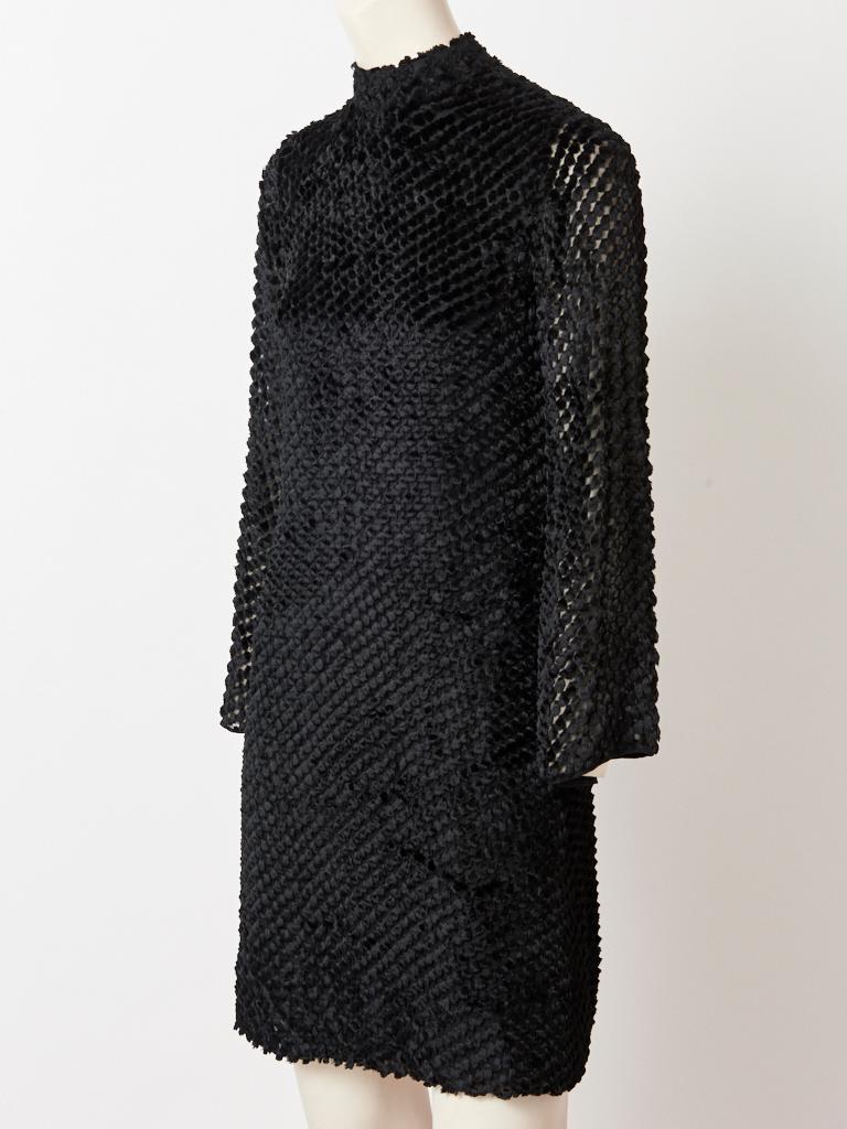 Black Rudi Gernreich  Late 60's Cut Velvet Mini Dress