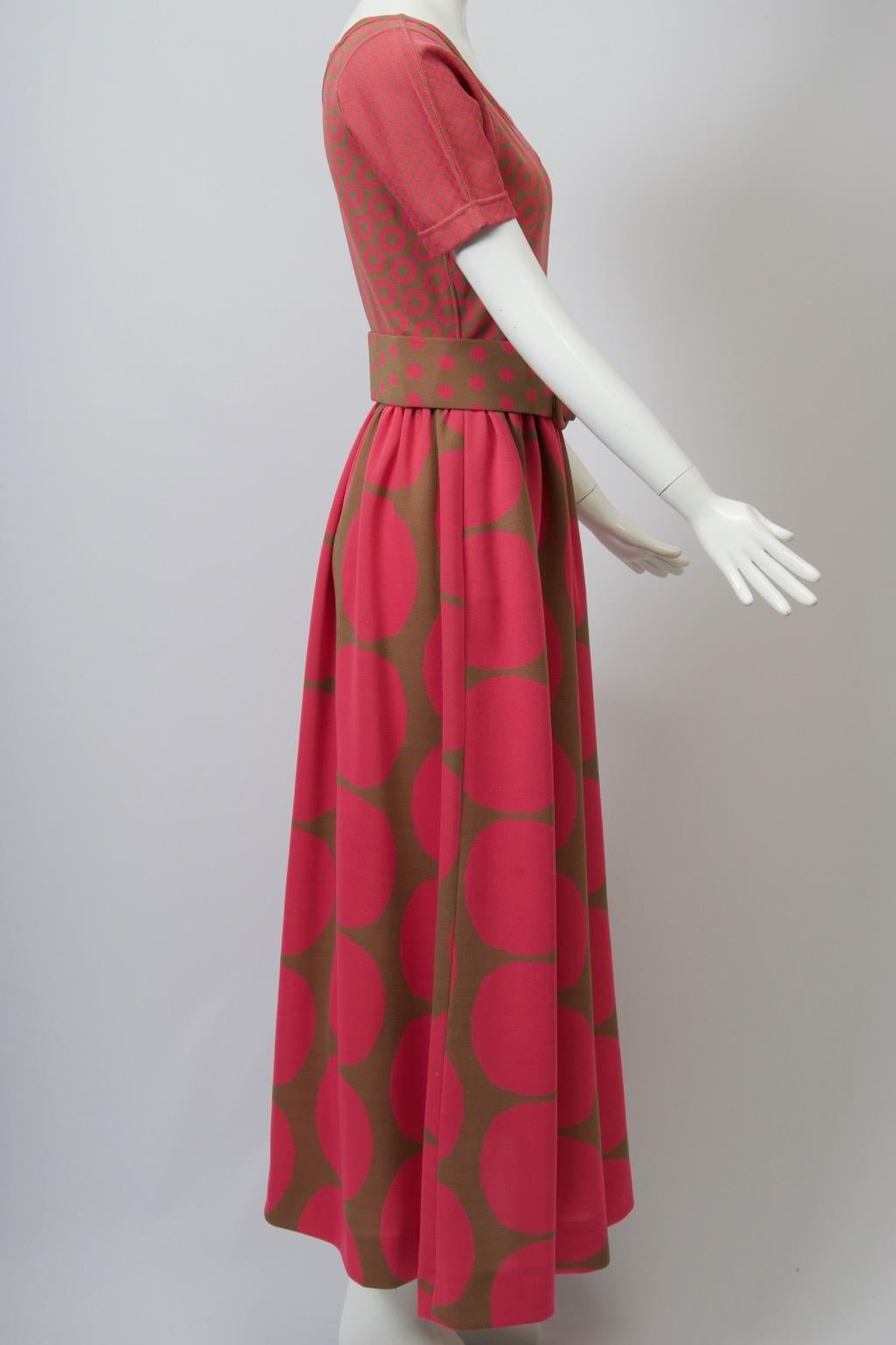 Rudi Gernreich Pink/Olive Knit Dress In Good Condition In Alford, MA