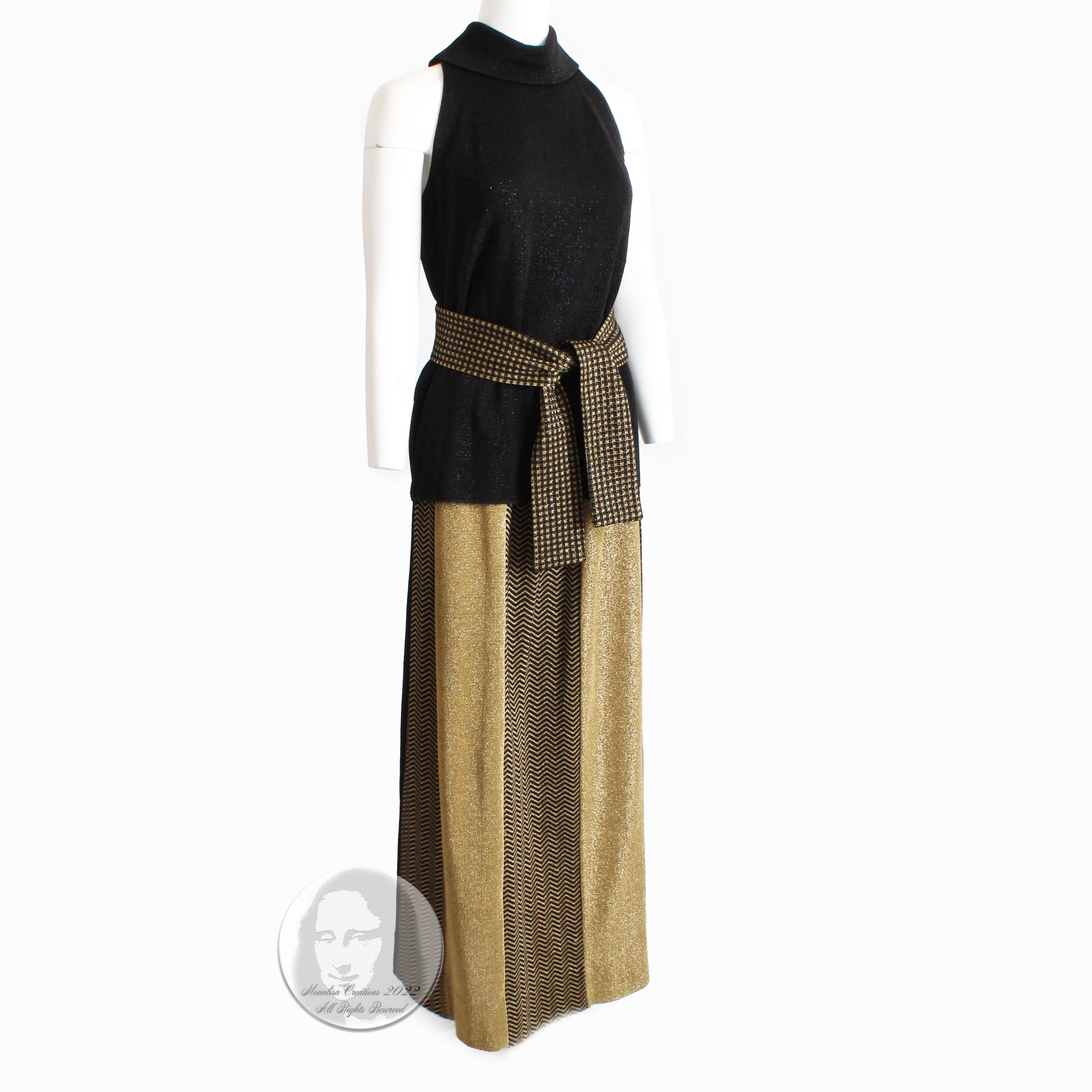 True vintage 3pc knit top, sash and skirt set, made by designer Rudi Gernreich, most likely made in the 1970s. Gernreich was known for his knitwear - and designed for Harmon Knits from the late 50s up through the 70s.  This set is a great example of