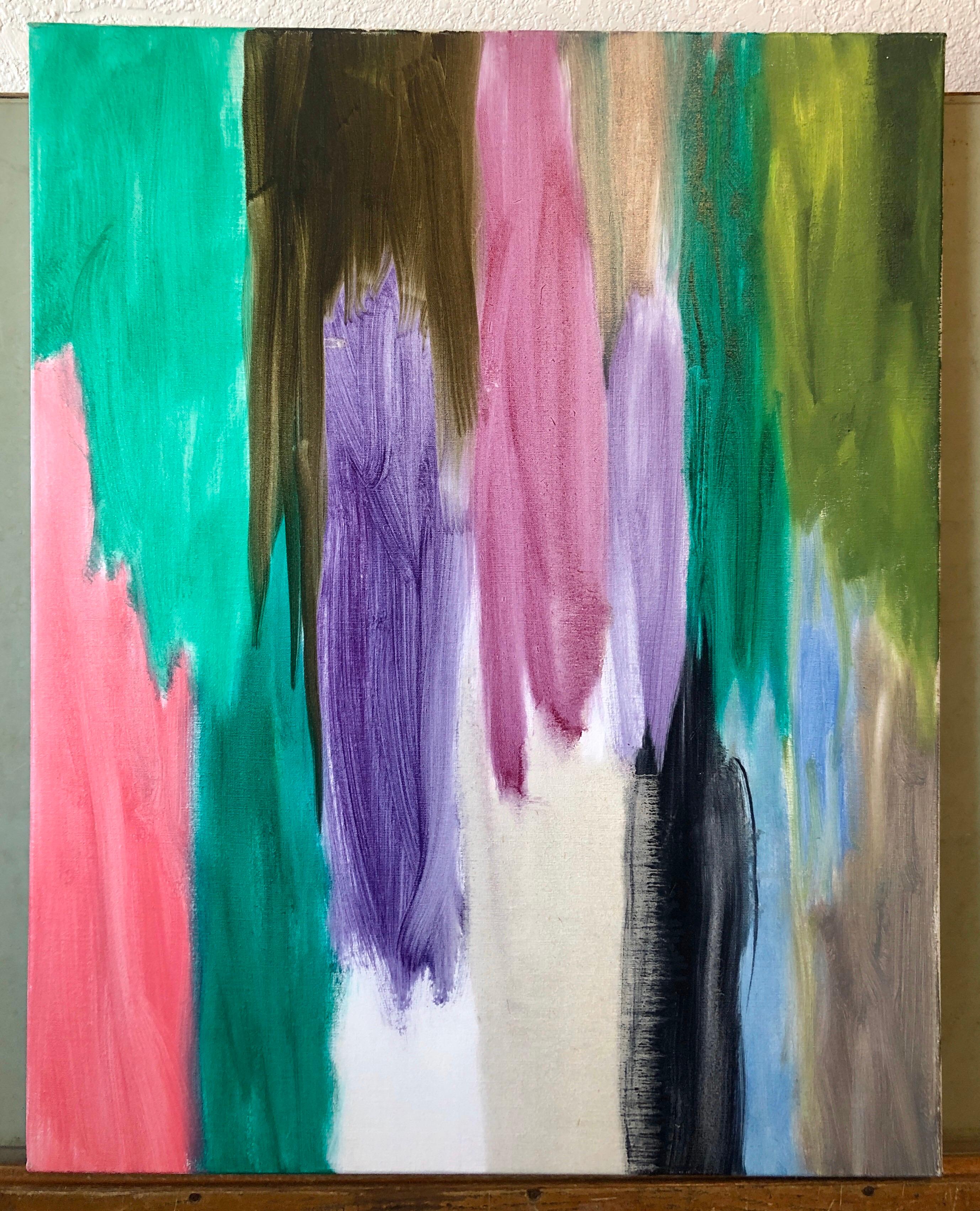 Pittura contemporanea austriaca di espressionismo astratto Linee verticali di colore - Painting di Rudi Molacek