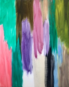 Peinture expressionniste abstraite contemporaine autrichienne Lignes verticales de couleur