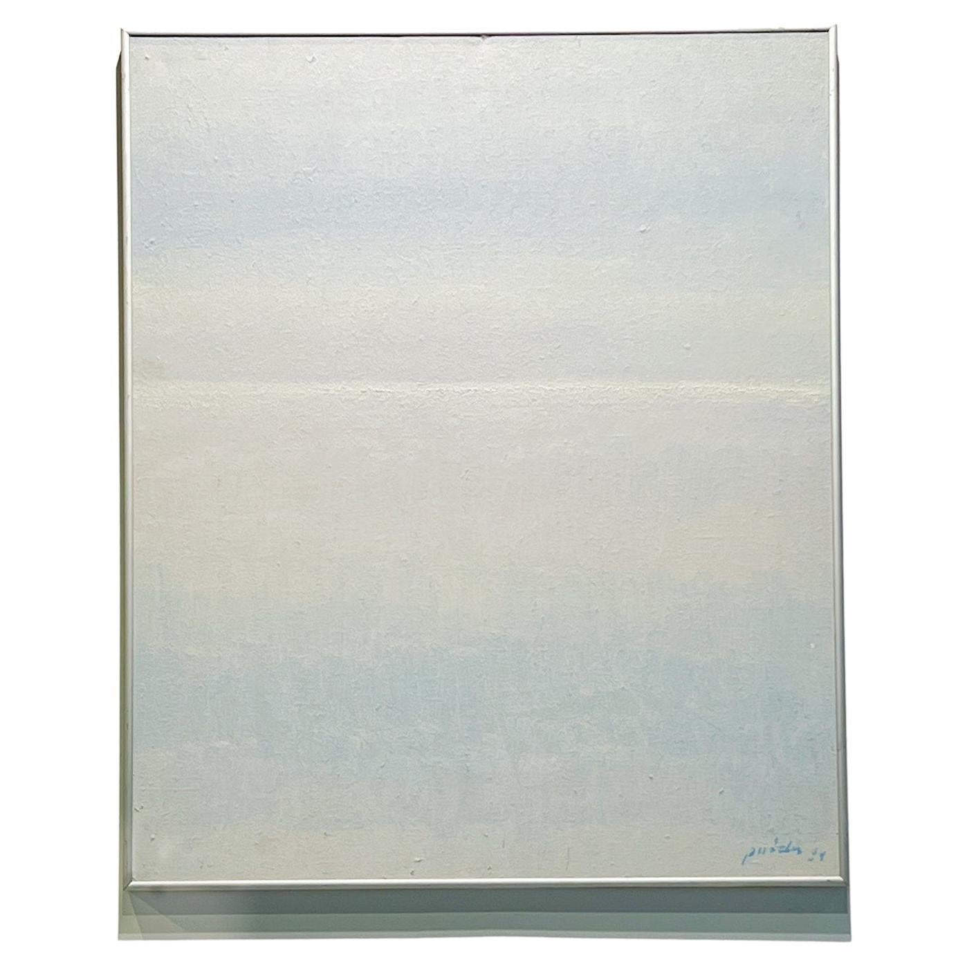 Rudi Polder Landschap, peinture luministe aux tons bleus des années 1980 en vente