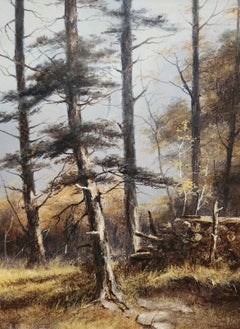 Alberi con una catasta di legna