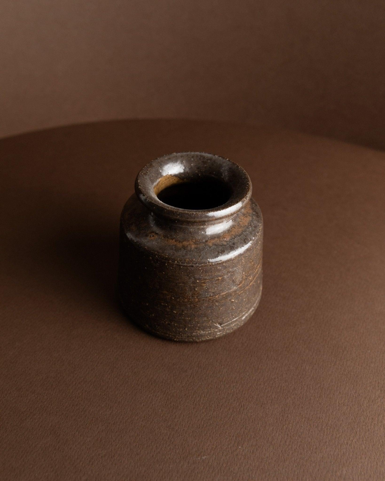 XX secolo Vaso in ceramica Rudi Stahl Studio in marrone scuro, anni '60 in vendita