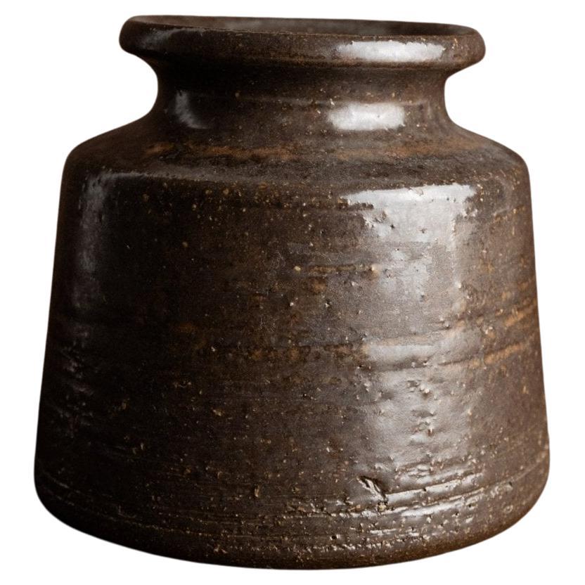 Vaso in ceramica Rudi Stahl Studio in marrone scuro, anni '60