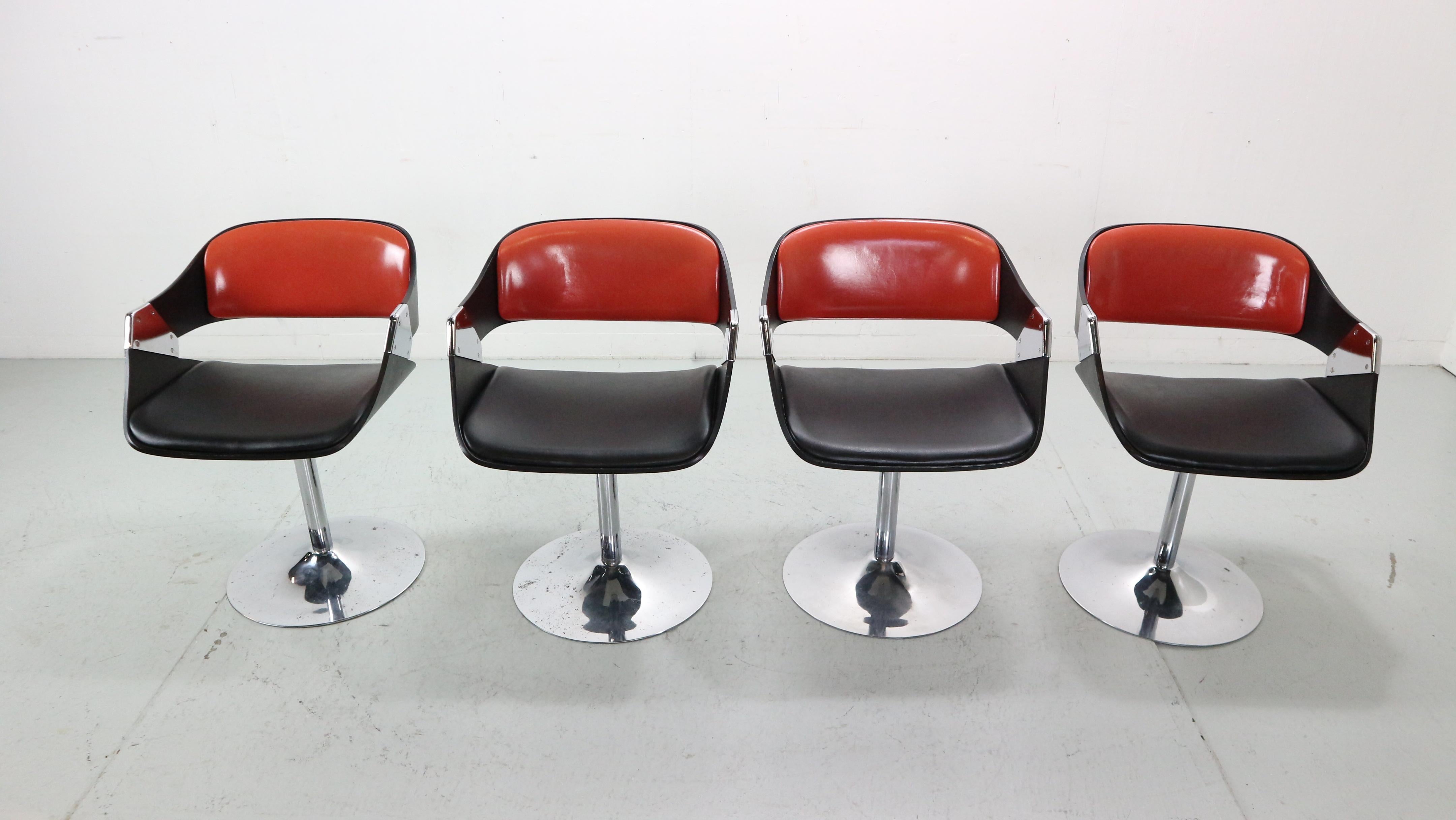 Belge Ensemble de 4 chaises de salle à manger Radiant de Rudi Verelst pour Novalux, 1970 en vente