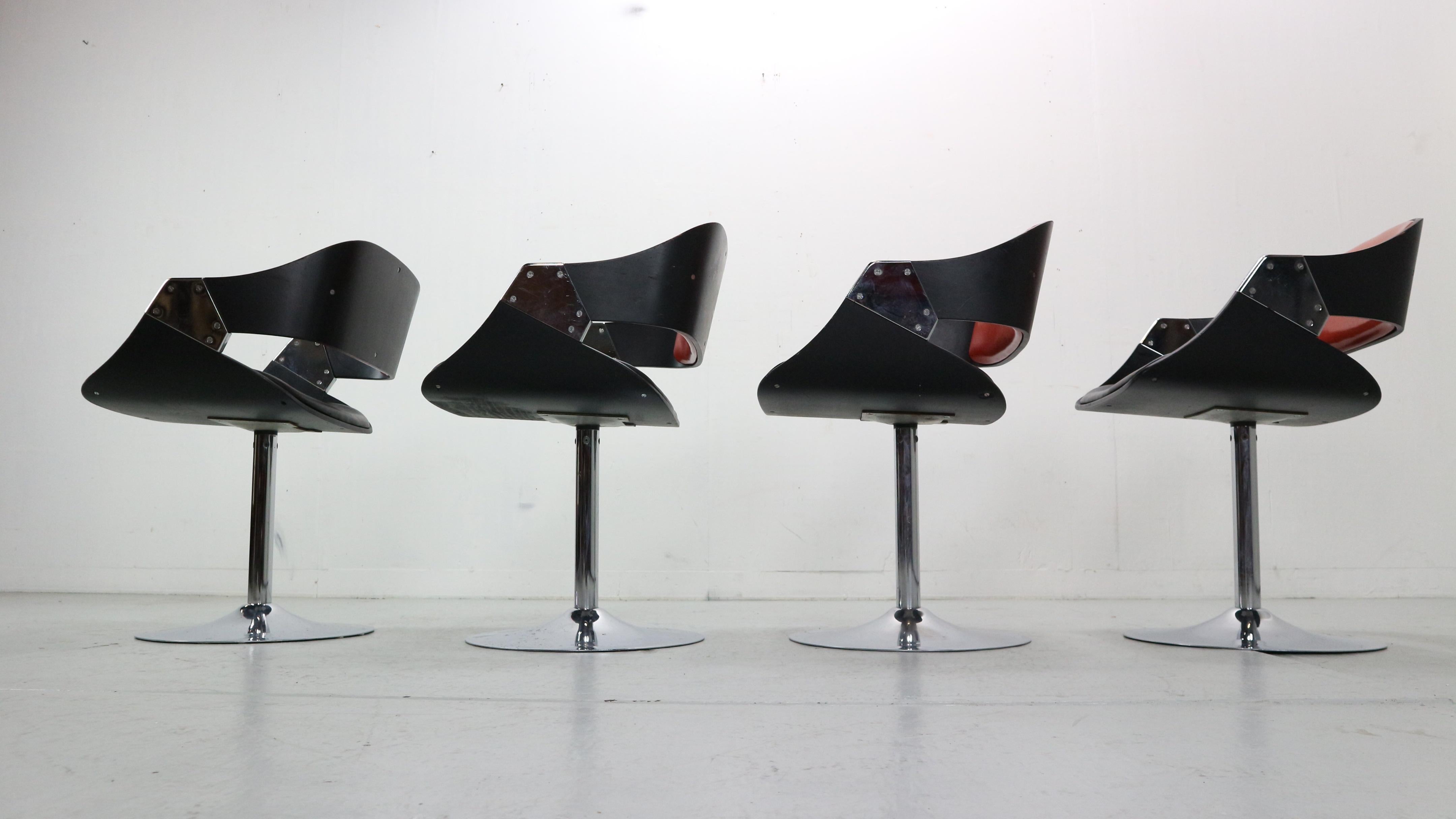 Fin du 20e siècle Ensemble de 4 chaises de salle à manger Radiant de Rudi Verelst pour Novalux, 1970 en vente