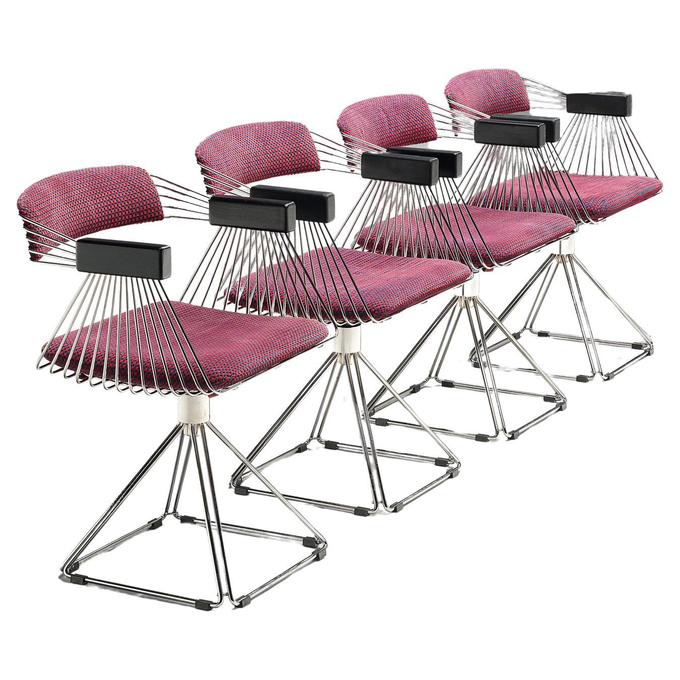 Rudi Verelst ensemble de quatre chaises Delta en chrome