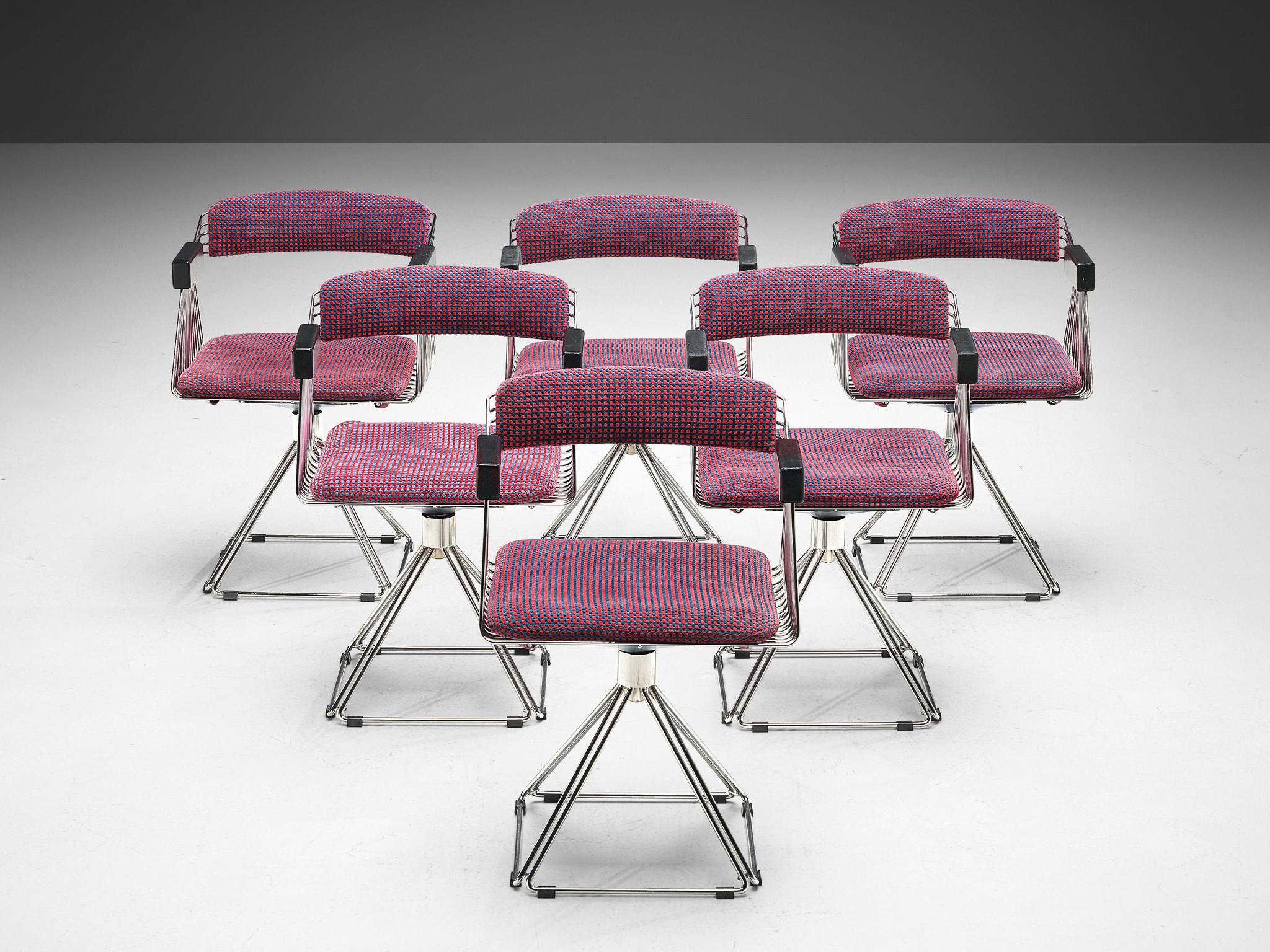 Mid-Century Modern Rudi Verelst Set of Six 'Delta' Chairs in Chrome 