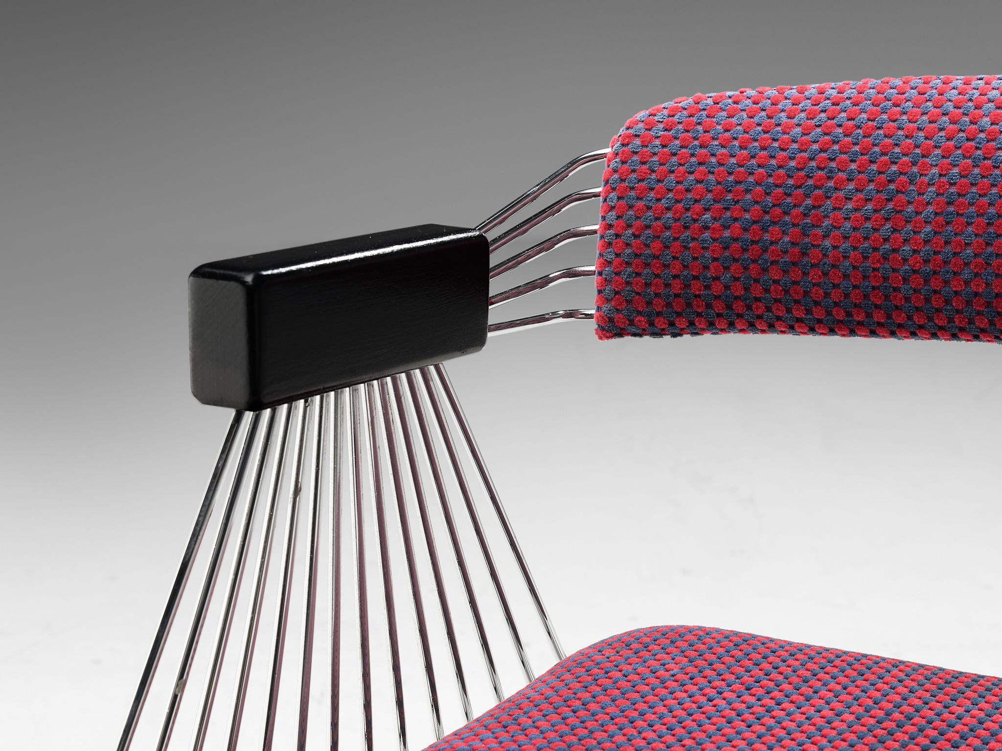 Fabric Rudi Verelst Set of Six 'Delta' Chairs in Chrome