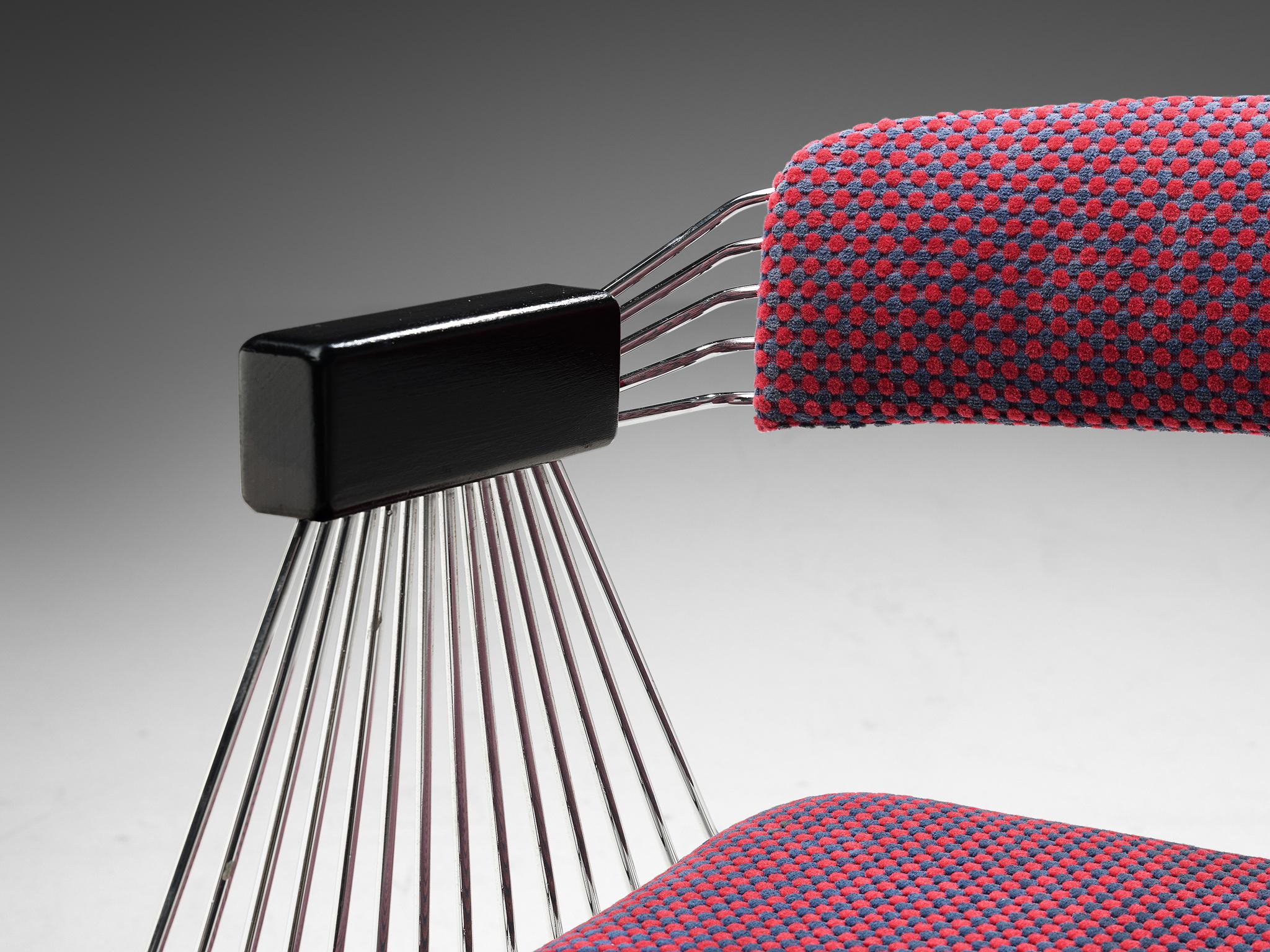 Fabric Rudi Verelst Set of Six 'Delta' Chairs in Chrome 