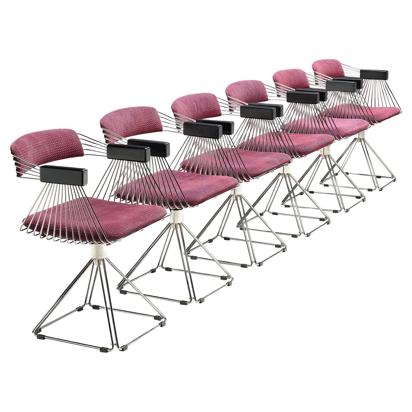 Rudi Verelst Set of Six 'Delta' Chairs in Chrome  For Sale