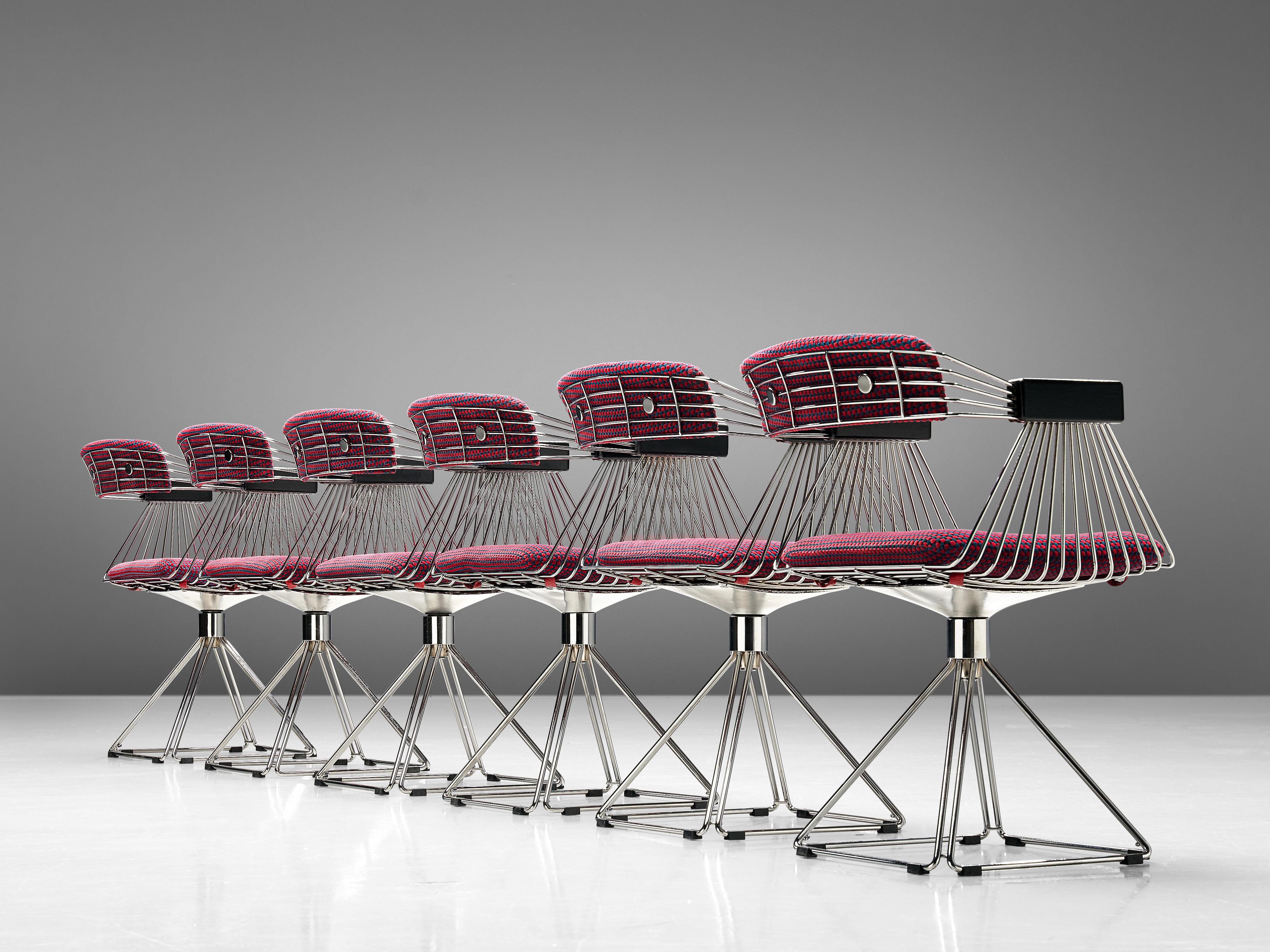 Belgian Rudi Verelst Six Chromed 'Delta' Armchairs