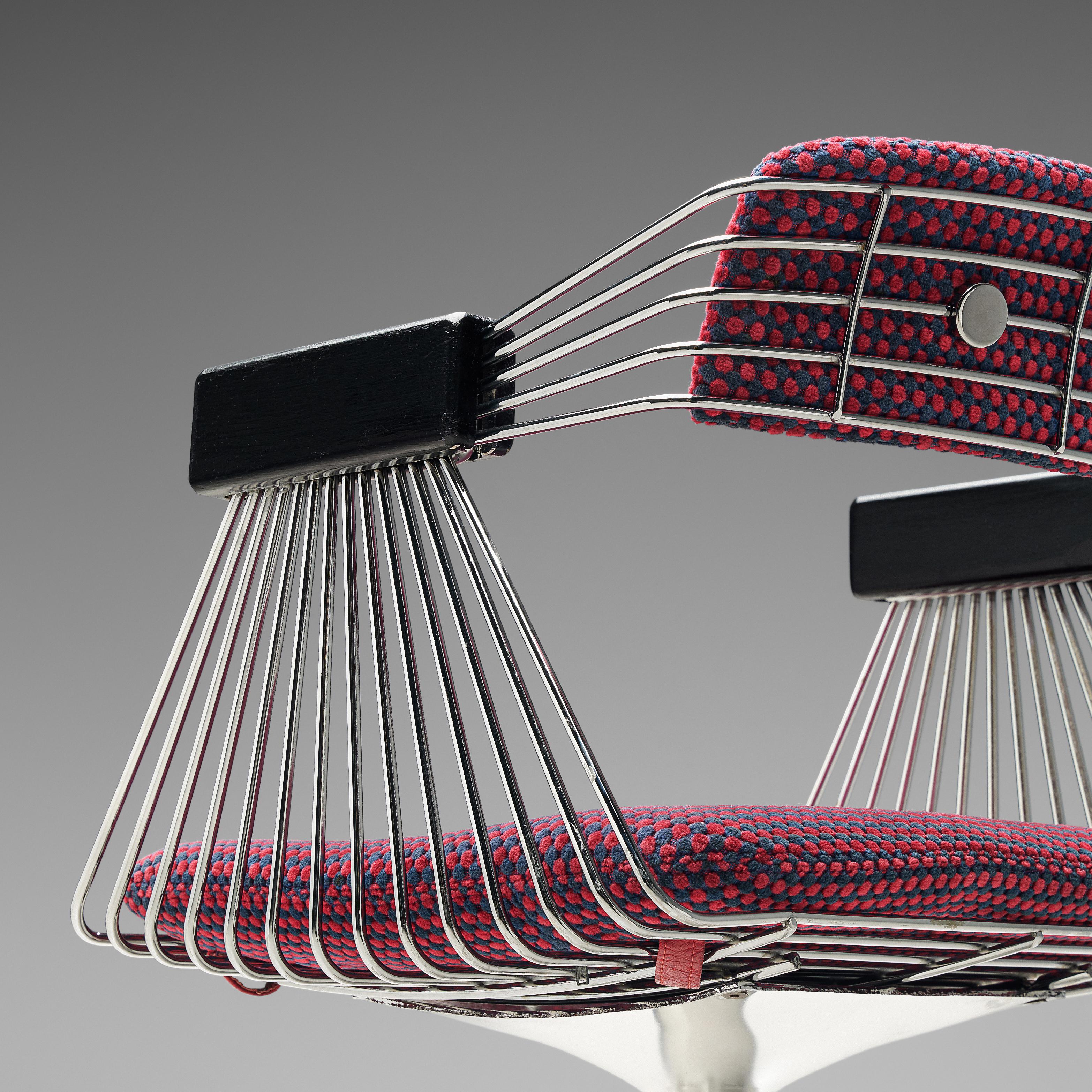 Lacquered Rudi Verelst Six Chromed 'Delta' Armchairs