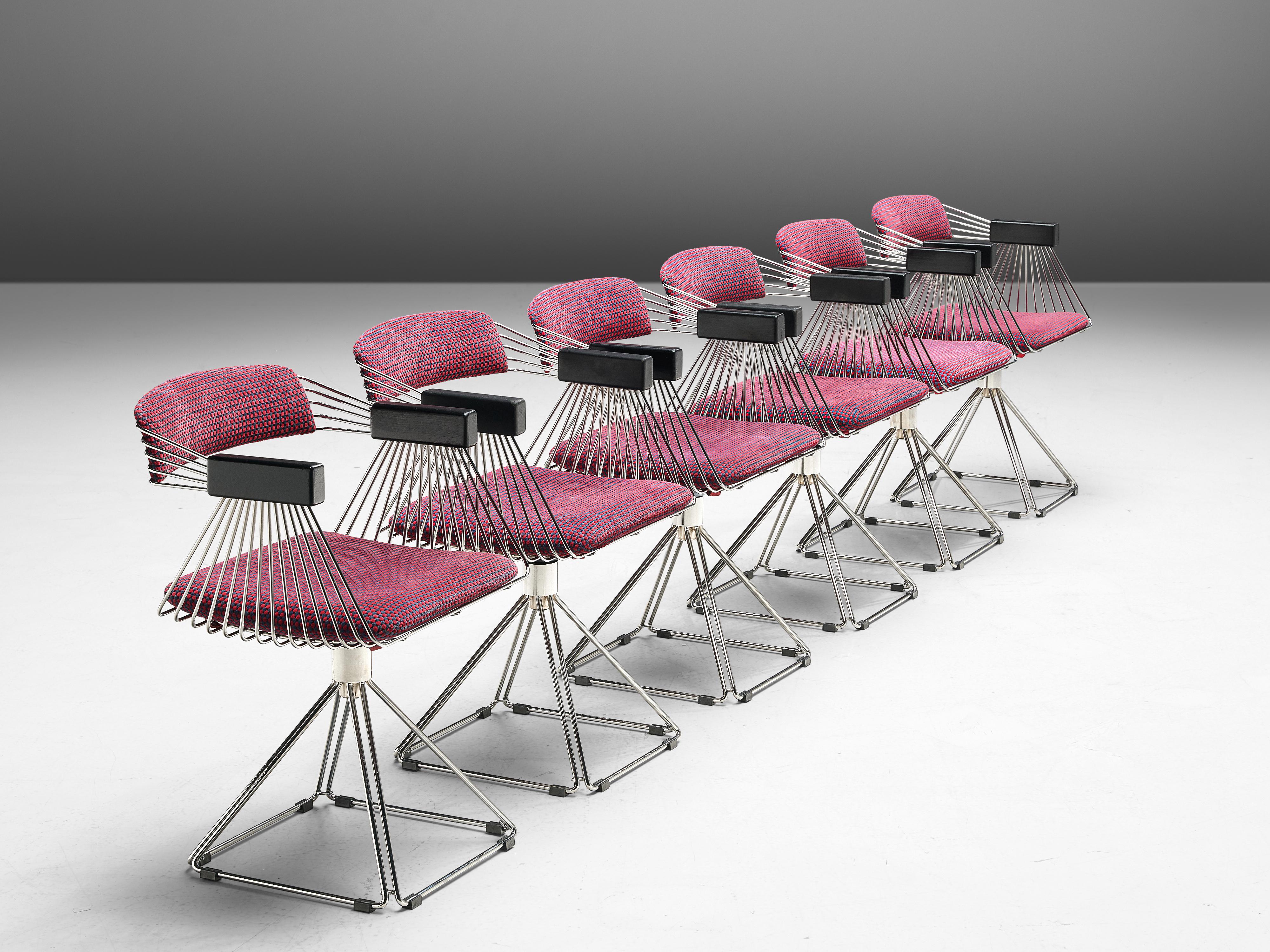 Rudi Verelst Six Chromed 'Delta' Armchairs In Good Condition In Waalwijk, NL
