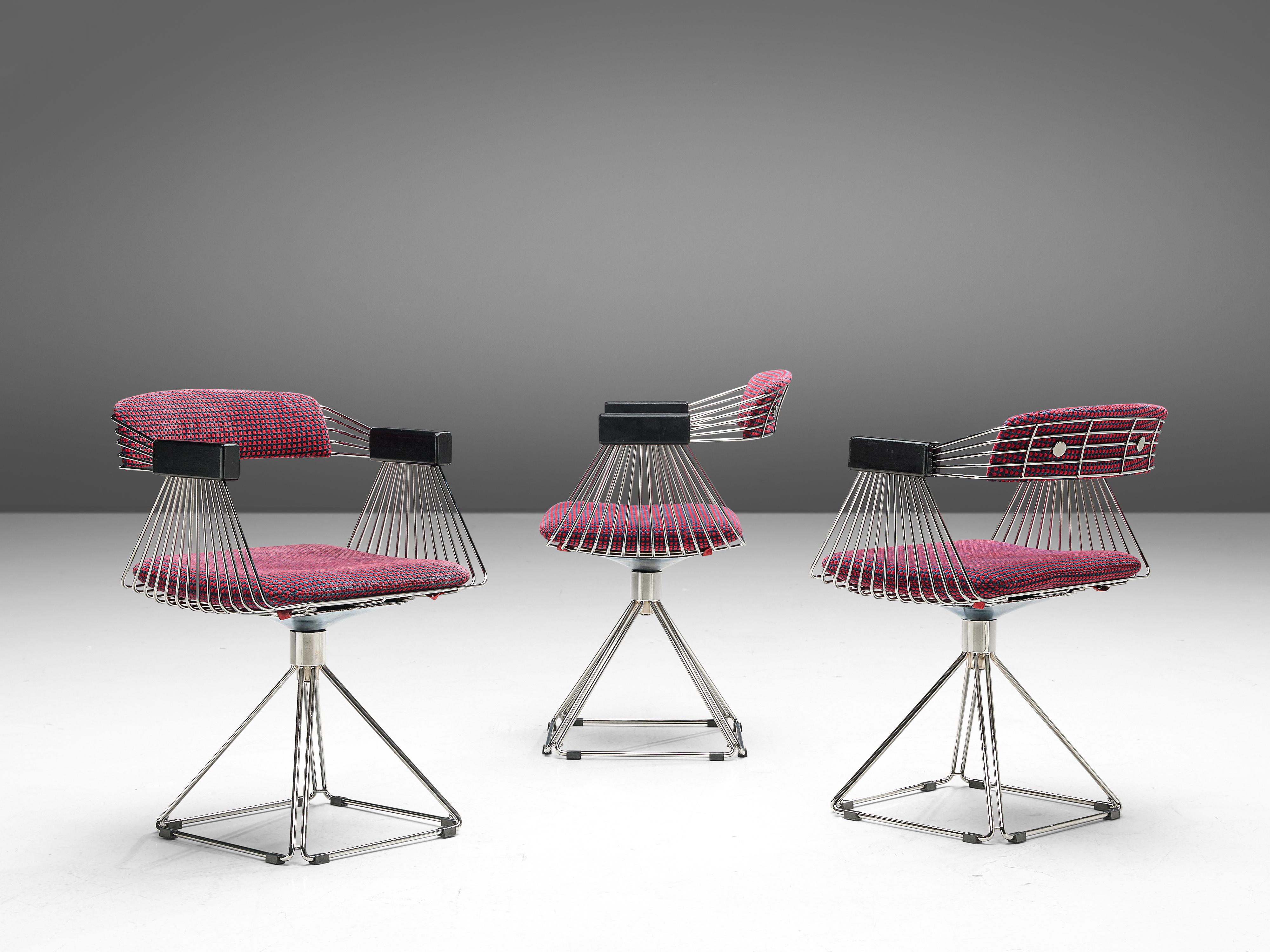 Metal Rudi Verelst Six Chromed 'Delta' Armchairs